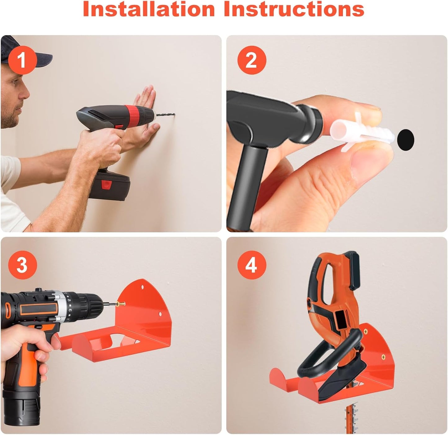 Weedeater Hanger,Trimmer Rack Heavy Duty Wall Mount for Weed Eater, Grass Trimmer, Hedge Trimmer – Garage Storage Organizer, Space-Saving Tool Holder