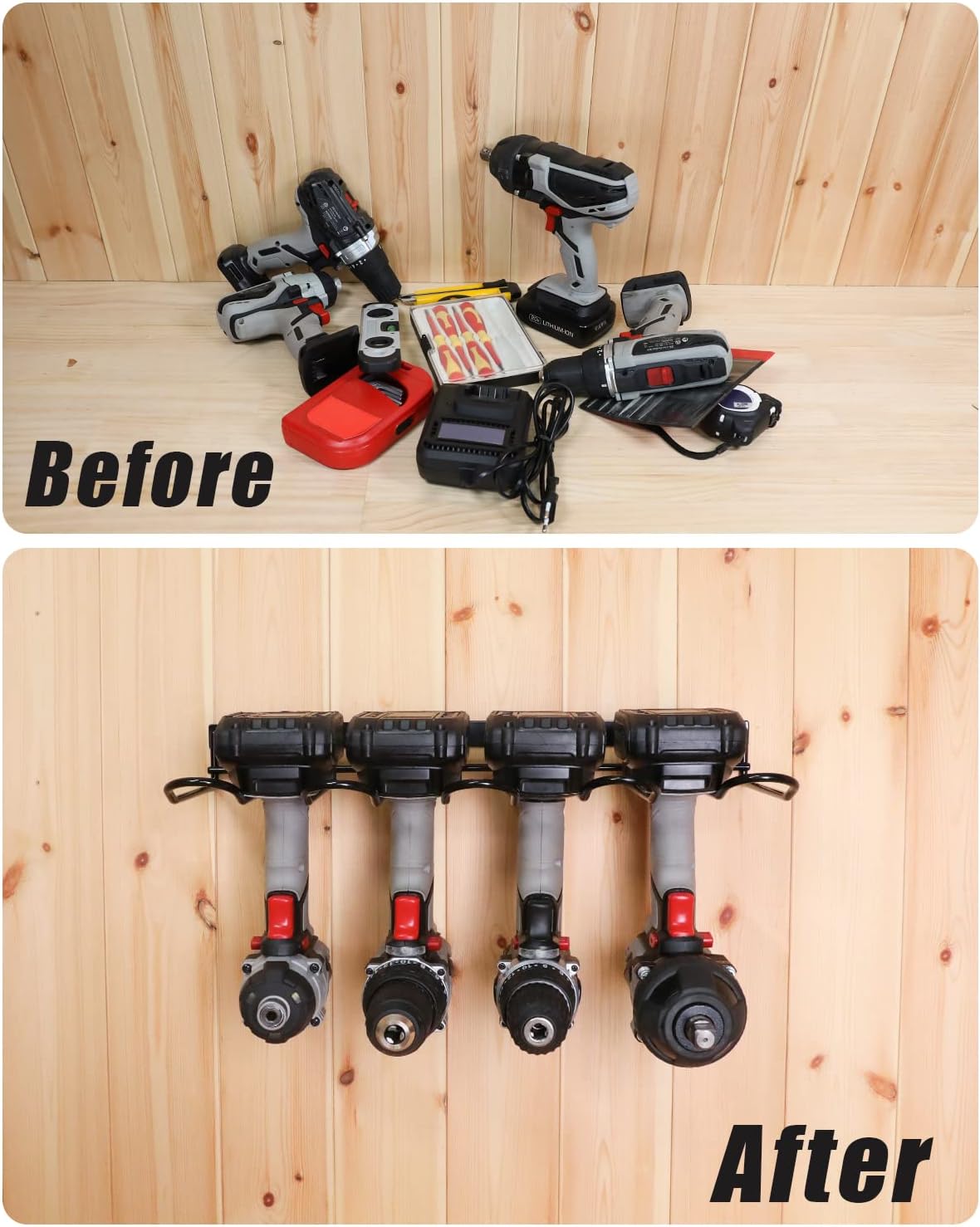 Power Tool Organizer - Wall Mount Style Heavy Duty Tool Shelf & Rack with Compact Design