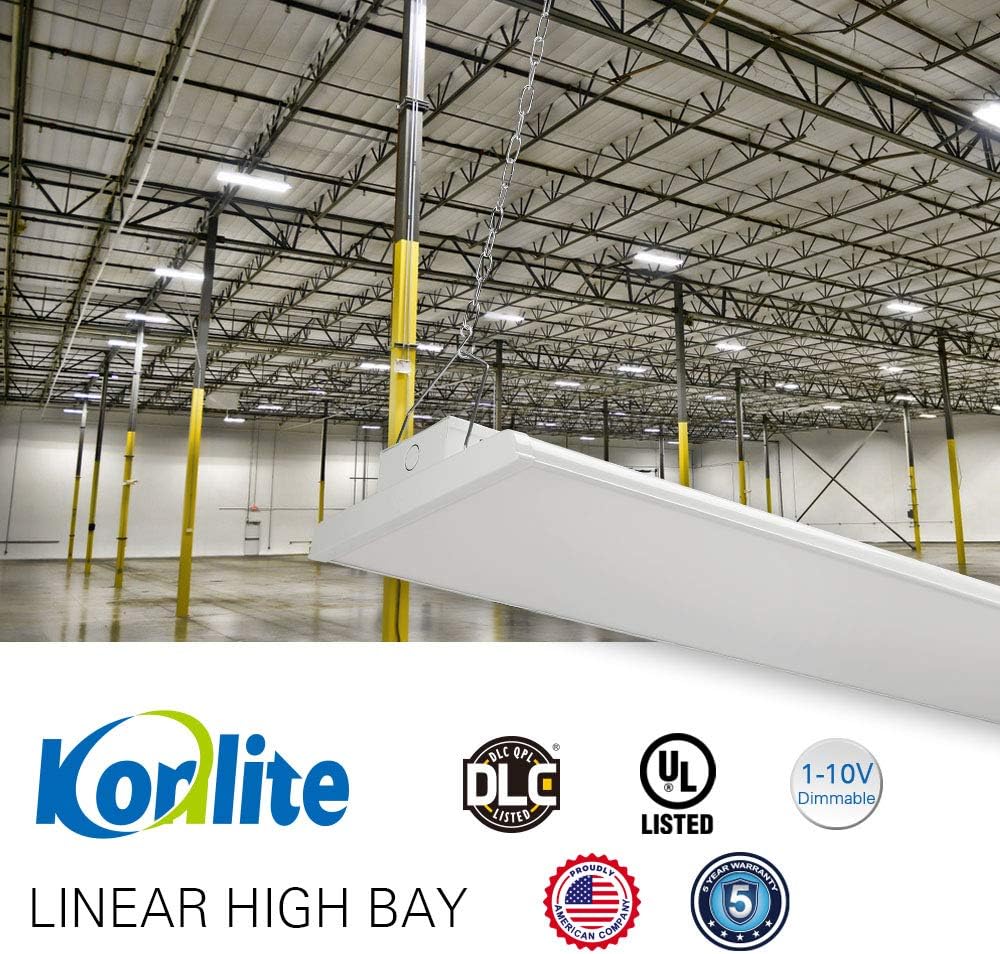 2 Pack Linear LED Bay Ceiling Shop Light - 2 Ft - 105W 5000K 1-10V Dimming 14170 Lumens - Equal to 4 lamp T5 Ceiling Light Fixture - No Maintenance for Life
