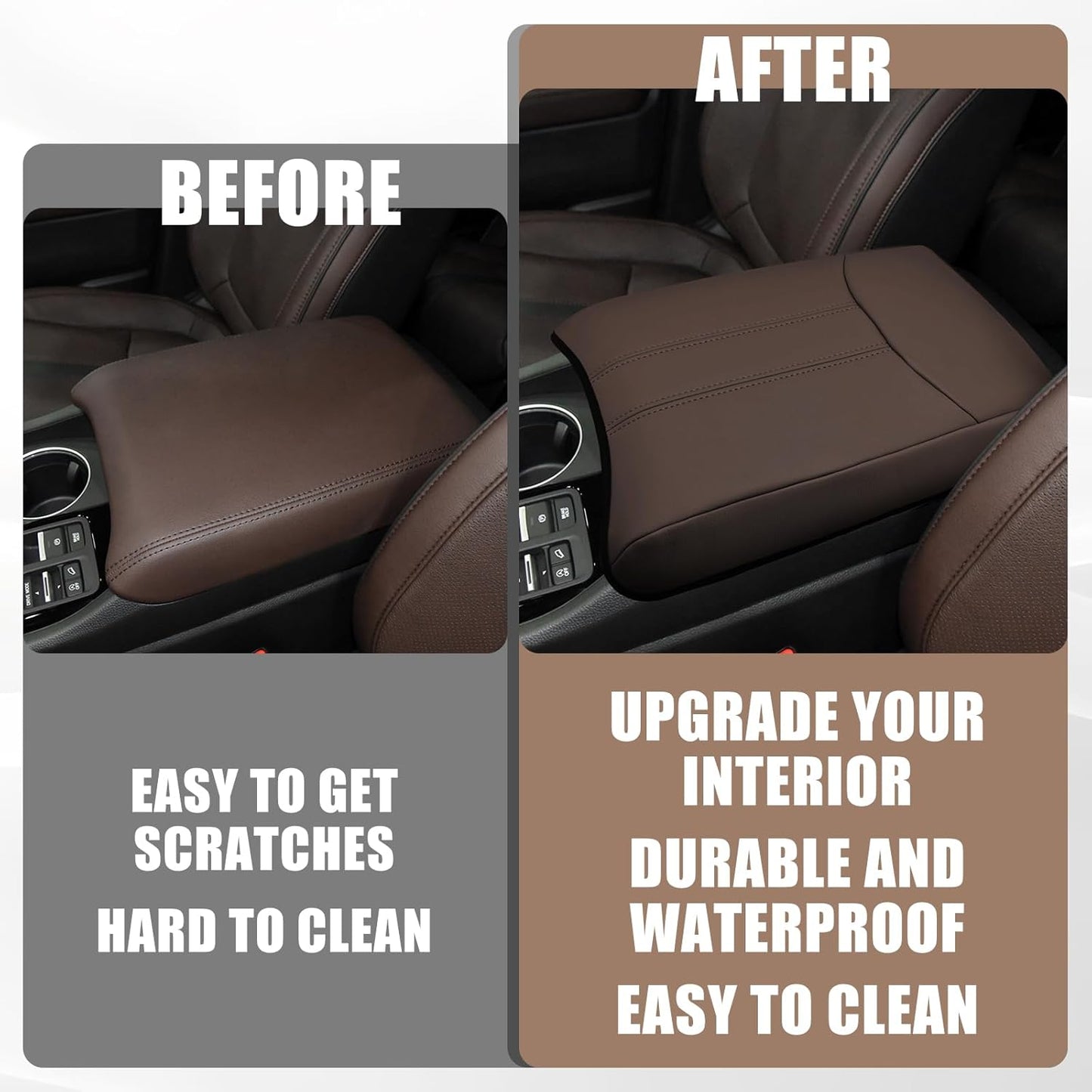 Muslogy Center Console Cover Compatible with Honda Pilot 2023 2024 2025, 2024-2026 Ridgeline/Passport Accessories Armrest Cover Pad Lid Cushion Middle Console Protector Leather Extra Soft(Dark Brown)