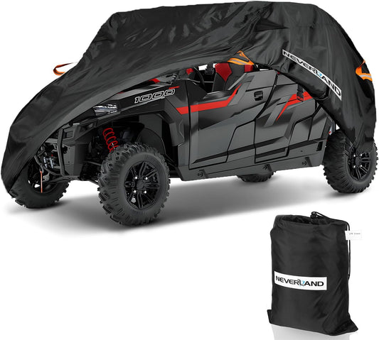 NEVERLAND UTV Cover Heavy Waterproof Denier Oxford Cloth for Polaris RZR Yamaha Can-Am Defender Kawasaki Ranger Cover 4-6 Passenger Black