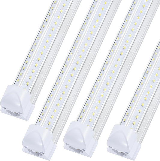 4 Pack,Led Shop Lights, 8FT Led Shop Light,100W 6000K 15000LM Clear White,Led Shop Light 8FT 110V Linkable Integrated V-Shape for Shop Garage,Warehouse,