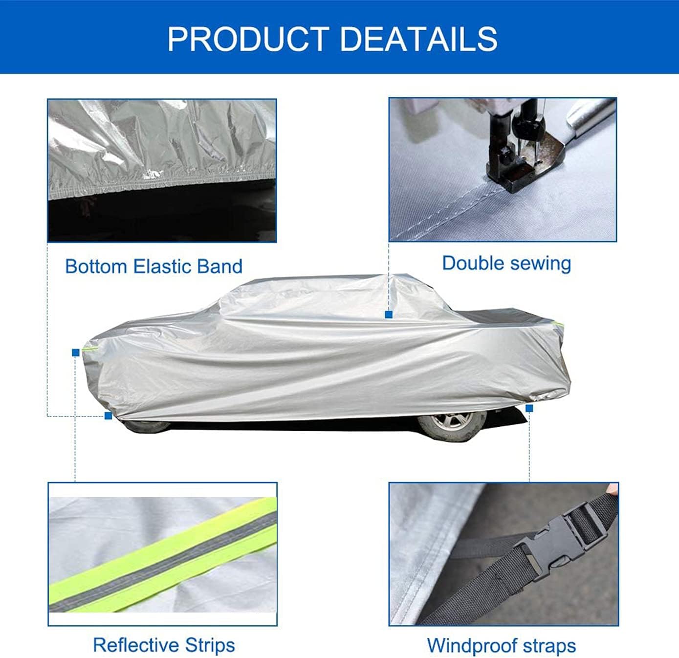 KouKou Truck Cover Waterproof All Weather, 6 Layers Full Pickup Outdoor Cover Length up to 232 inches,Universal Fit Toyota Tacoma, Chevy Silverado, GMC Sierra, Dodge Dakota etc.