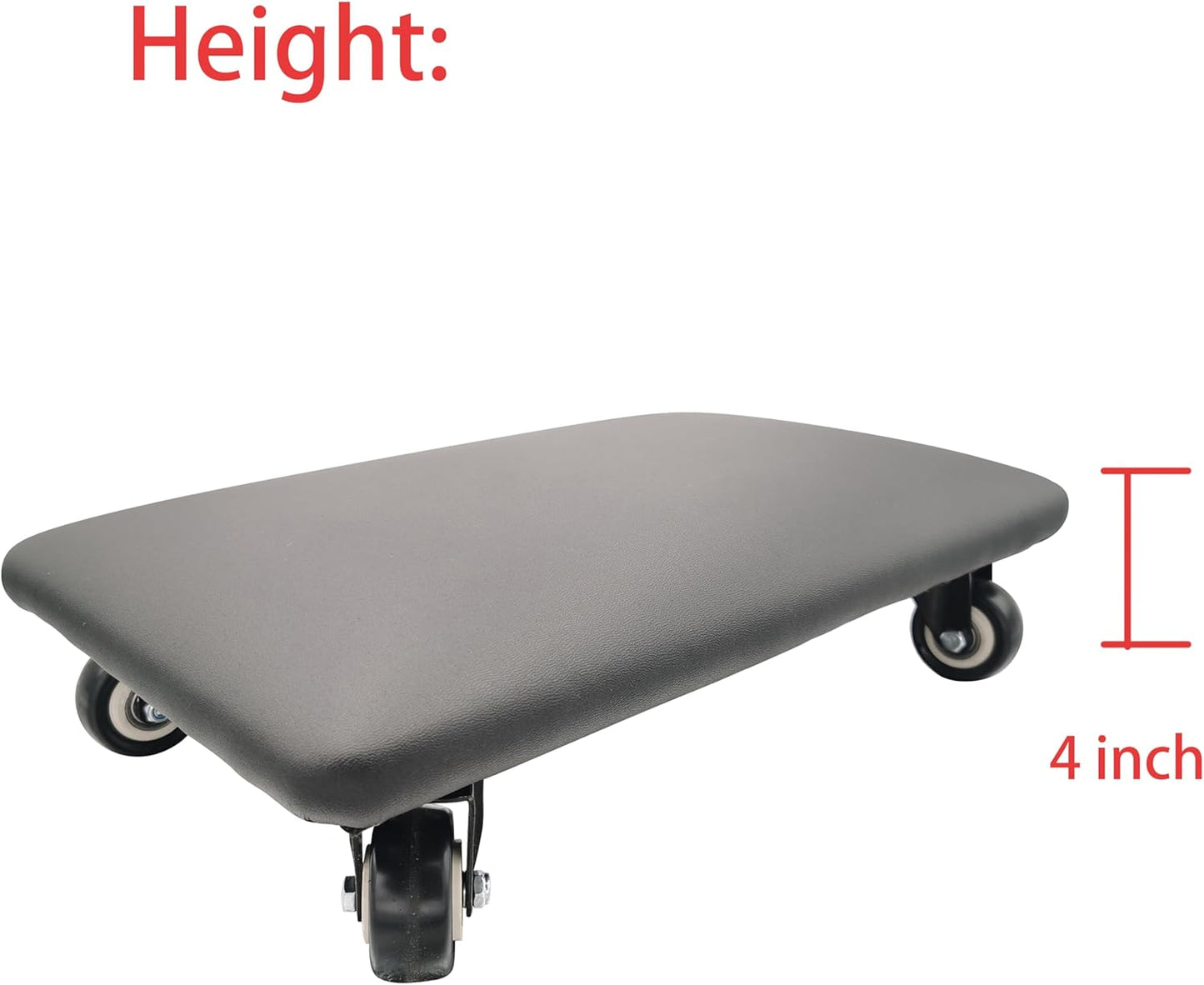 Roller Seat 360 Degree Rotating Low Stool with Wheel Chair PU Leather Universal Swivel Wheels Stool for Home Office Fitness and Garage (Rectangle Black)