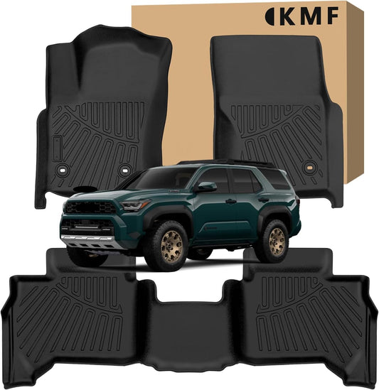 KMF Custom Fit Floor Mats for Toyota 4Runner 2025 (NOT for Hybrid) Accessories, 5 Seats All Weather TPE Waterproof Car Floor Liners - Front & Rear 2 Row, Anti-Slip Deep Grooves 4Runner Car Mats
