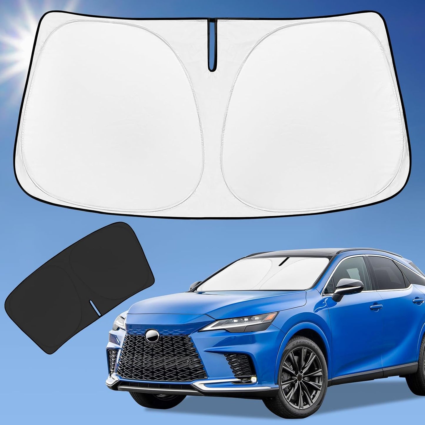 Sun Shade Sunshade for Lexus RX 2023-2025 2026 Windshield Cover, 4-Layer Front Window Shade Custom Fit RX 350, RX 350 F Sport, RX 350L Sun Visor 240T Foldable Shade Blocks UV Rays Car Accessories