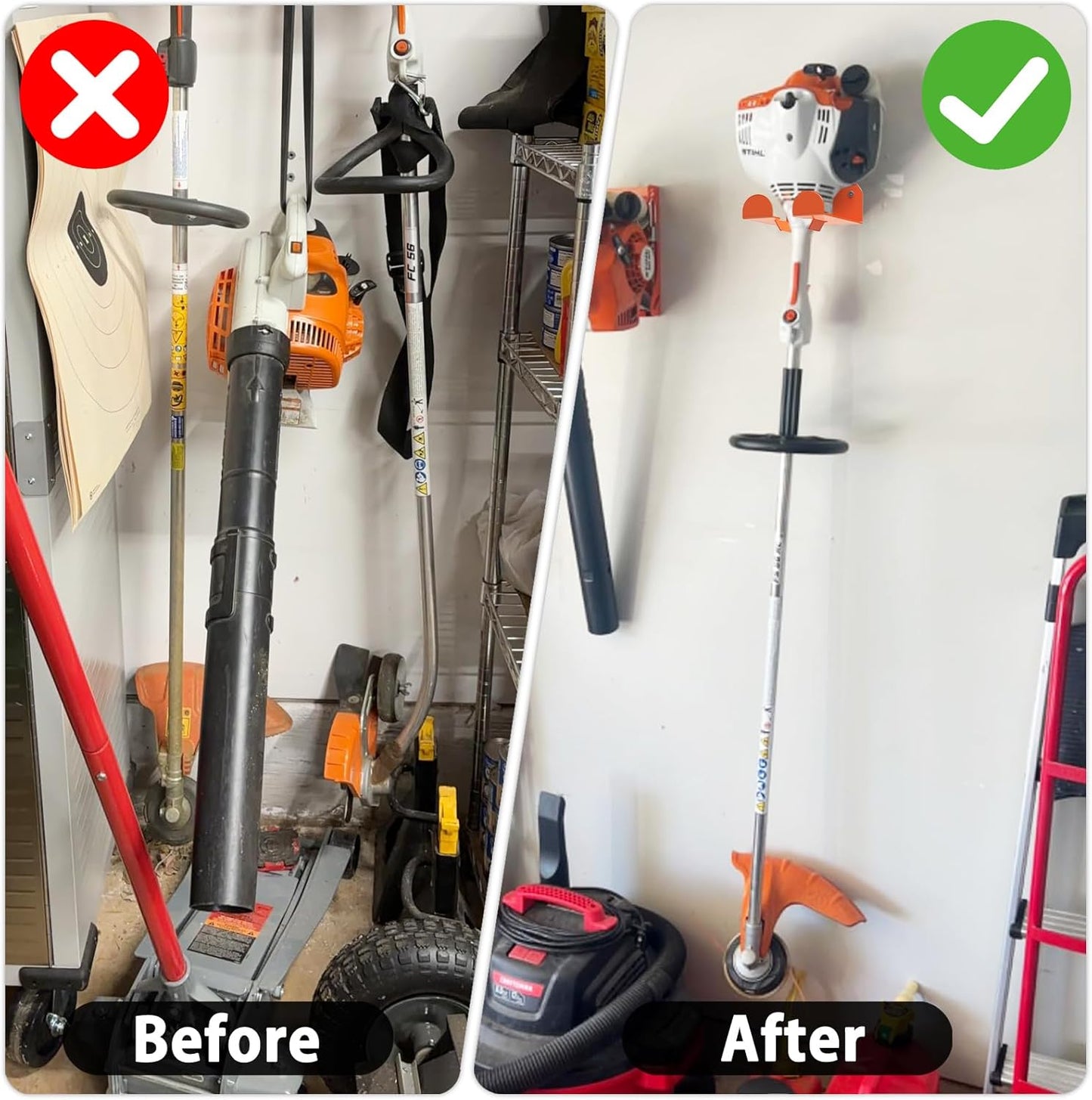 Trimmer Rack Wall Mount Heavy Duty Weedeater Hanger for Garage Wall Bracket Garage Organizer Weed Eater Hanger for Grass Trimmer, Garden Tools 1 Pack