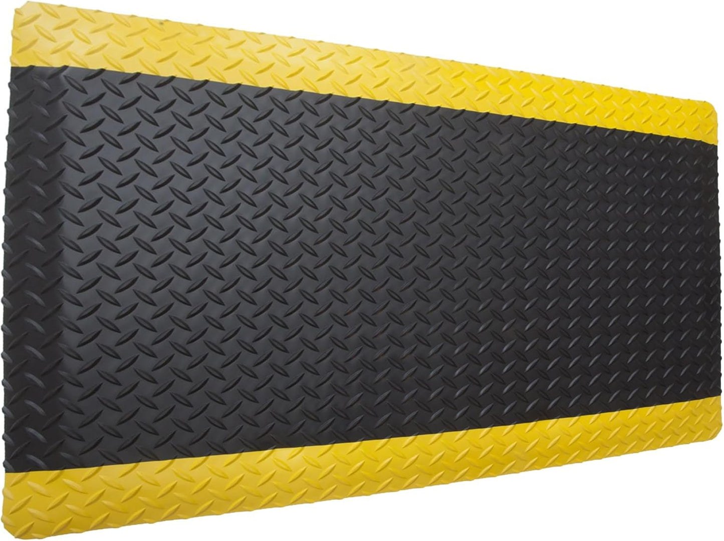 Rhino Mats, American Classic Diamond Anti-Fatigue Mats, Industrial Ergonomic Comfort Standing Mat for Work, Home, Garage, Office, Kitchen or Anywhere (Black/Yellow 1" Thick, 4 FT. x 24 FT.)