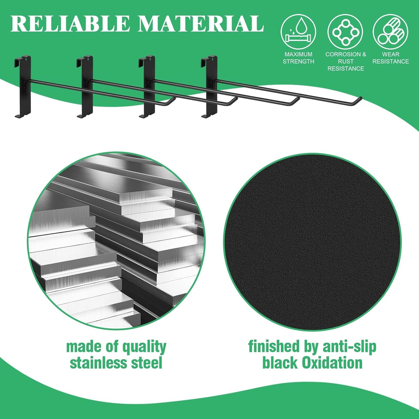 40Pcs 10" Gridwall Display Hooks Assortment Set, Black Metal Grid Wall Panel Hanging Display Hook for Garage Shop Retail Storage, Wire Diameter 5mm/ 0.2”