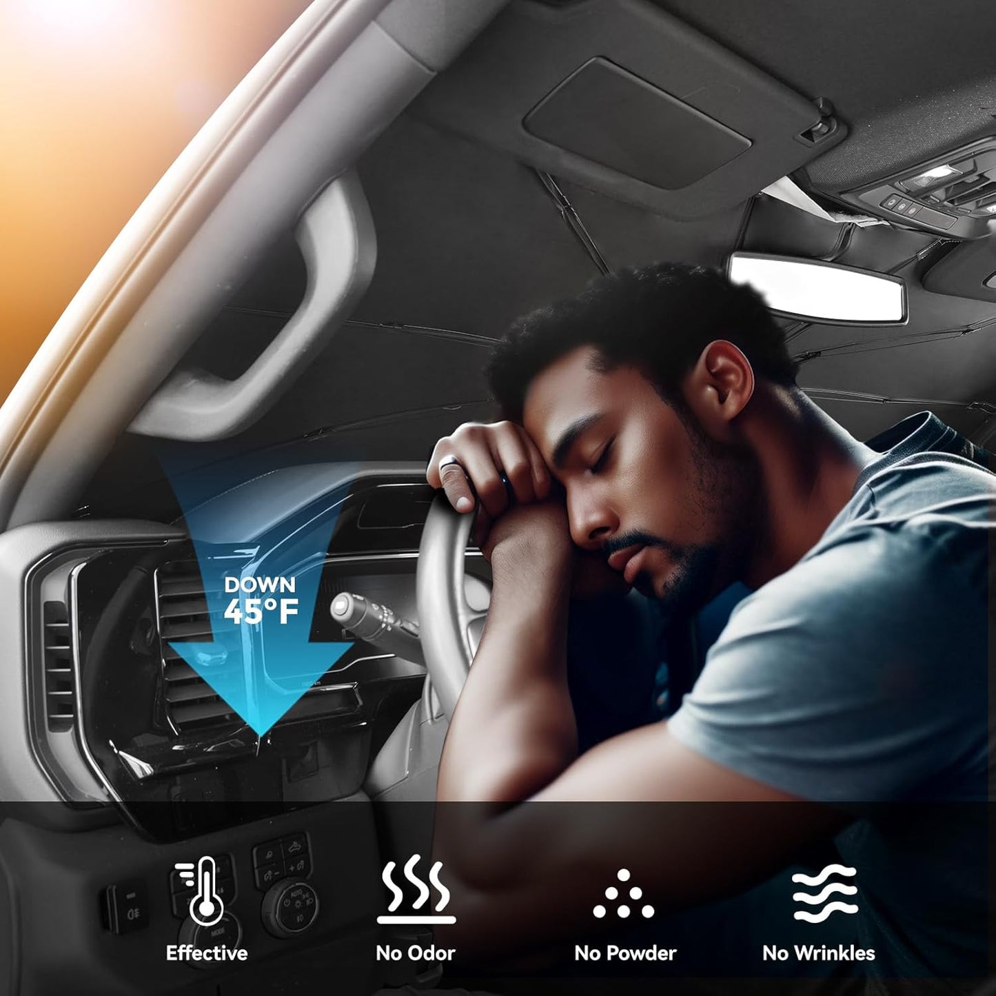 2019-2025 Upgraded for Chevy Silverado 1500 Sunshade, Portable Foldable Sunshade, [Nano Ice Crystals Coating] UV Protection, Keeps Interior Cool (for Chevy Silverado 1500 2019-2025)