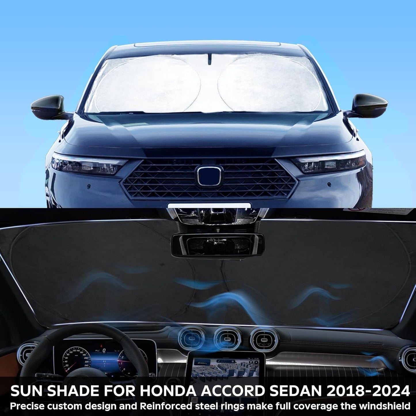 INSAUTO for Accord 2026 Windshield Sun Shade Sunshade Protector for Honda Accord 2021 2022 2023 2024 2025 Windshield Cover Sun Visor Foldable Window Heat Shield Reflector Blocks UV Ray Car Accessories