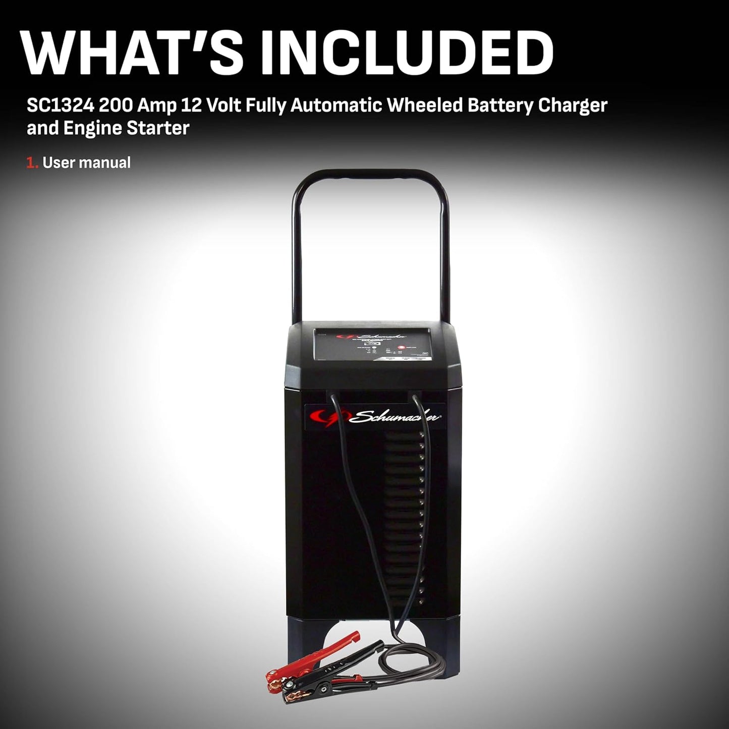 Schumacher Electric 4-in-1 Wheeled Battery Charger, Maintainer, and Engine Starter, SC1324, Fully Automatic, 200 Cranking Amps, 40 Amp Boost, 12V, for Car, Truck, and Other Large Vehicle Batteries