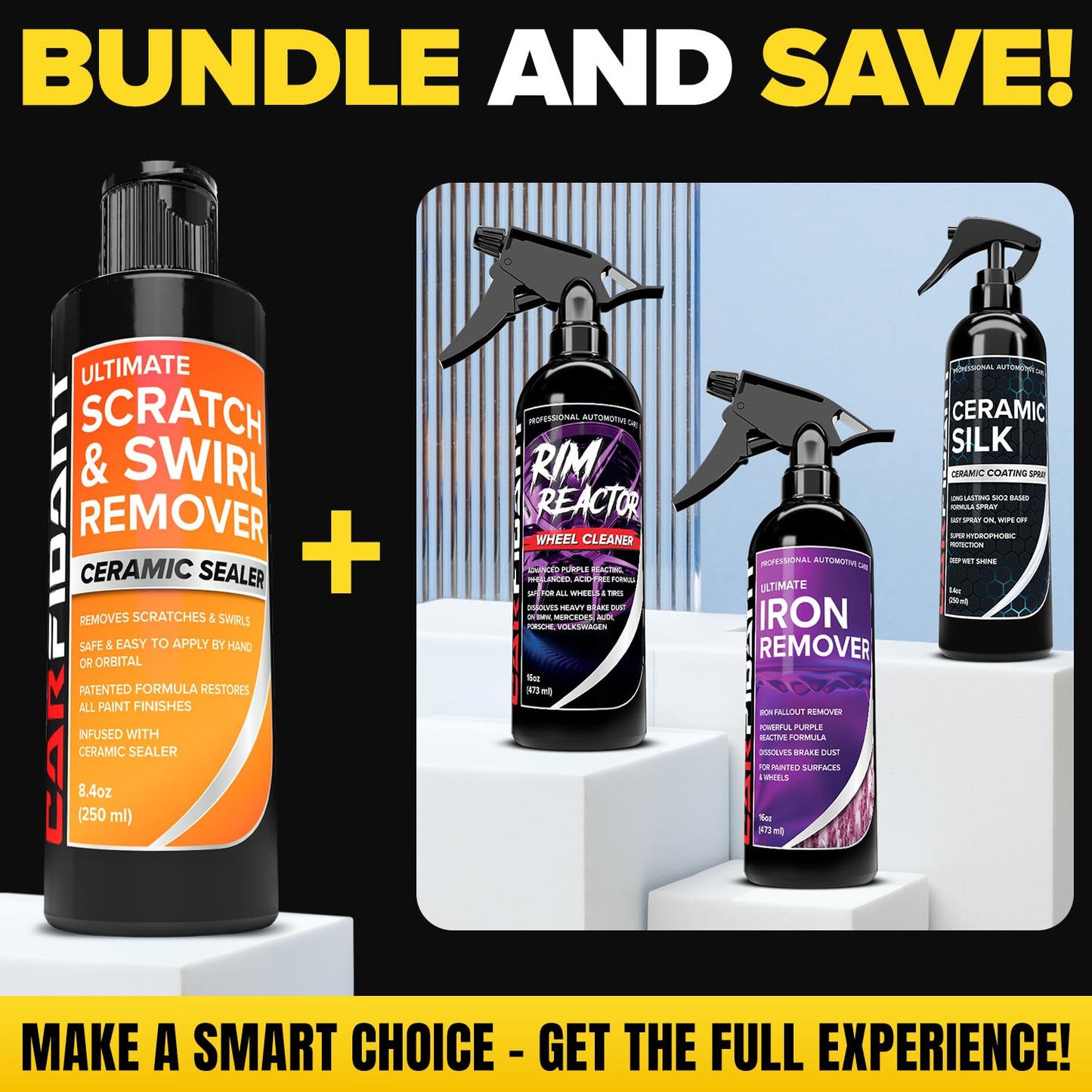 Carfidant Scratch Repair and Swirl Remover - Car Paint Scratch Remover & Restorer Kit with Buffer Pad - Polishing & Waxing Kits - Compound for Vehicles Paint Repair - 8.4 fl. Oz.