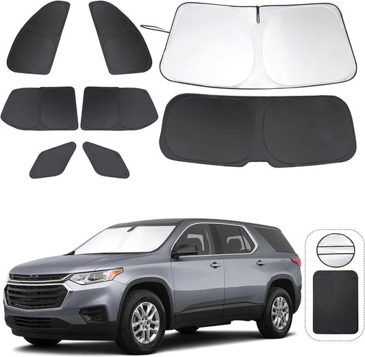 TINGLU Window Shades for Chevrolet/Chevy Traverse 2018-2023 Accessories Car Side Full Windows Rear Triangular Windshield Sun Shade Sun UV Rays & Privacy Protection for Camping,Napping&Relaxing 8PCS