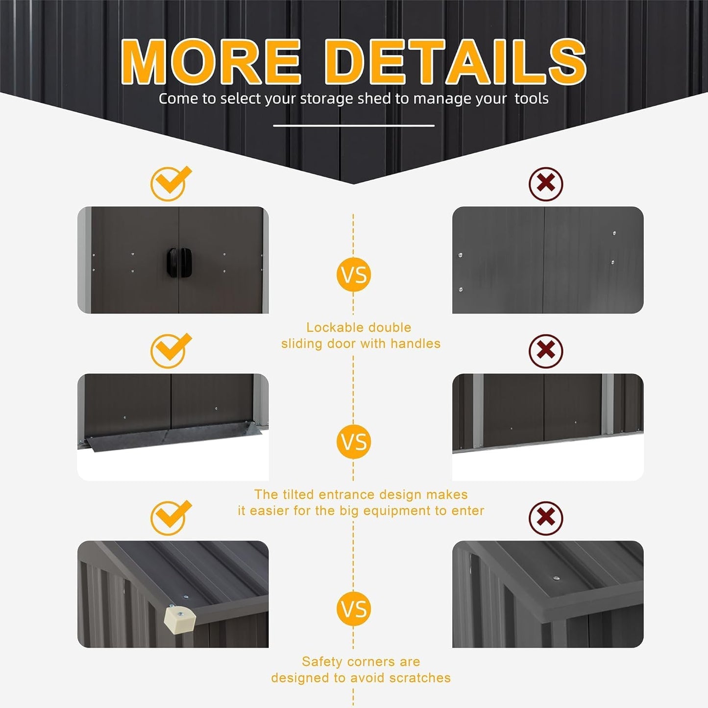 Shintenchi 5x3 FT Outdoor Storage Shed with Window, Lockable Outdoor Waterproof Tool Storage Sheds, Weather Resistant Tool Storage House Shed for Garden, Backyard, Patio Utility and Tool Storage, Gray