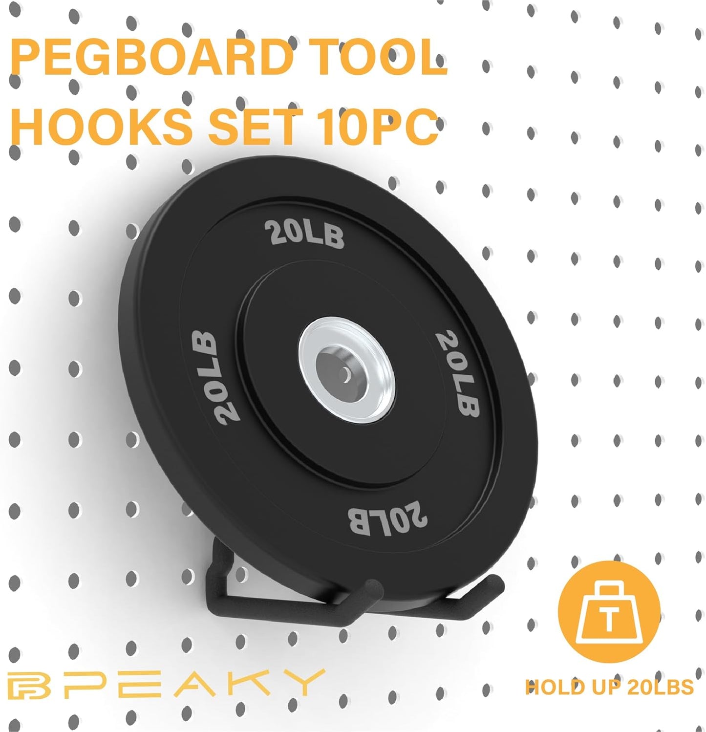 Heavy Duty Pegboard Hooks 10PC - Black Peg Board Hooks for Hanging Tools, Drill Holder, Only Fits 1/4" Peg Board, Ideal for garages, workshops, Craft Rooms, Retail Stores