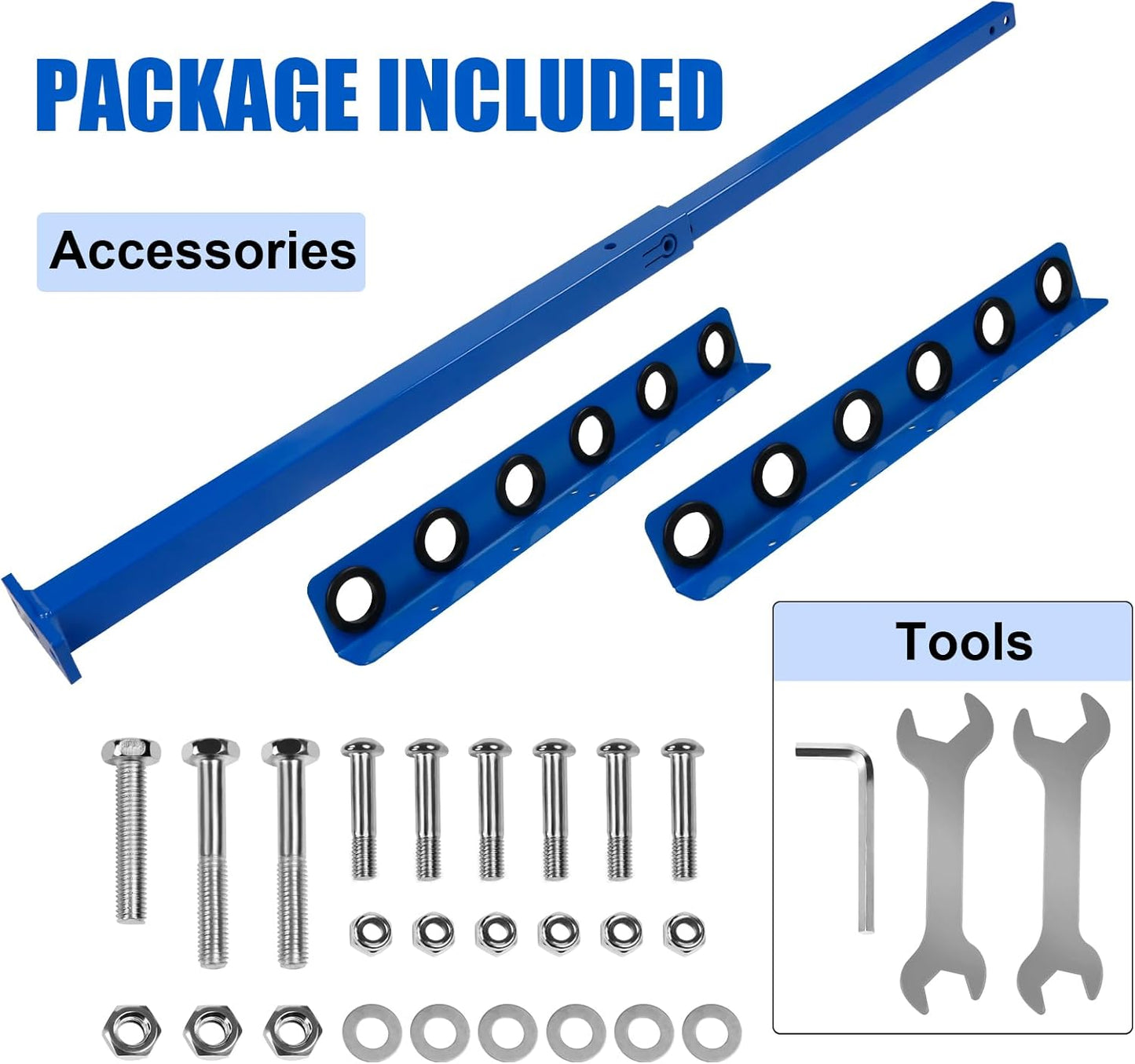 Vertical Hand Rack for Enclosed Landscaping Truck Trailer Garage or Shed Walls Holds 6 Tools for Shovels, Rakes, Hoes, Open Trailer Storage, 1 Pack (Blue)