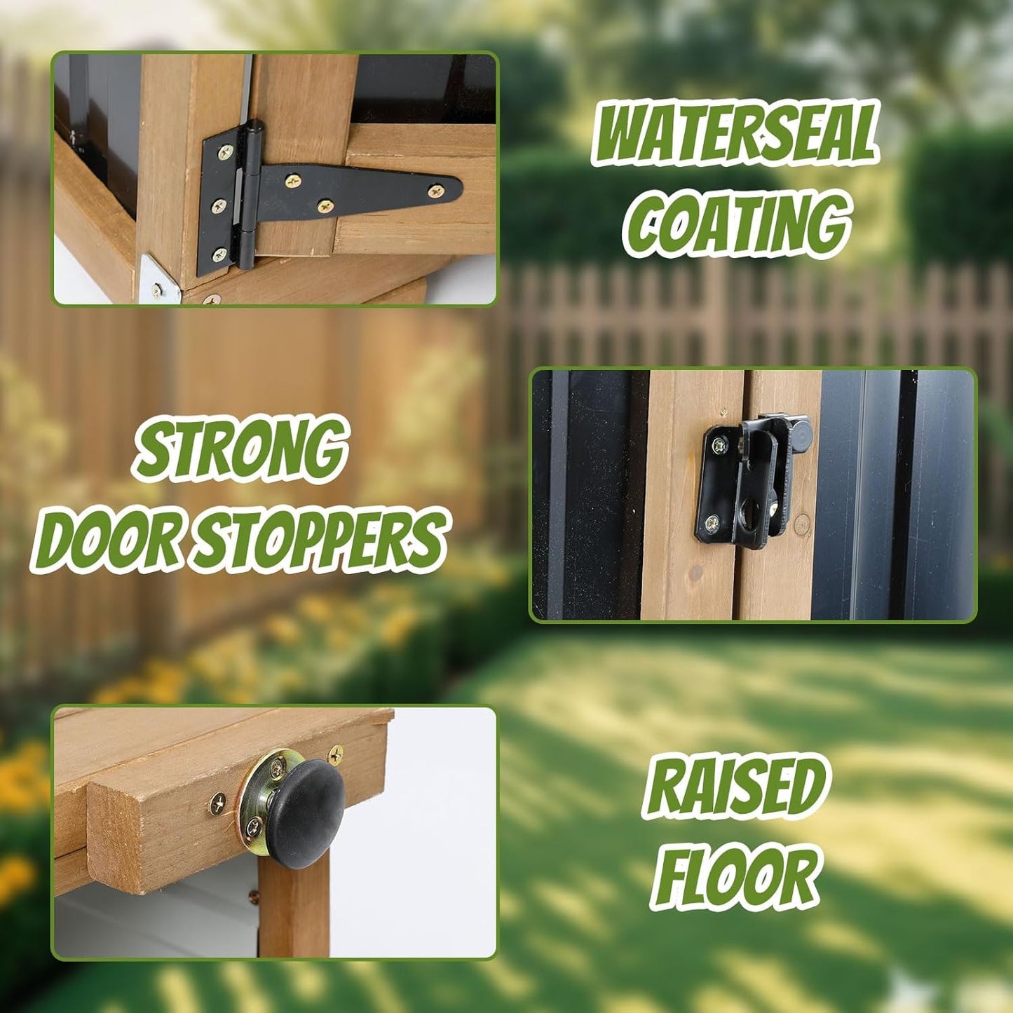 Outdoor Storage Cabinet,Wood & Metal Storage Shed with Lockable Doors & Adjustable Shelves,Vertical Outdoor Cabinets Weatherproof for Patio Backyard, Gardening Tools and Accessories,Brown