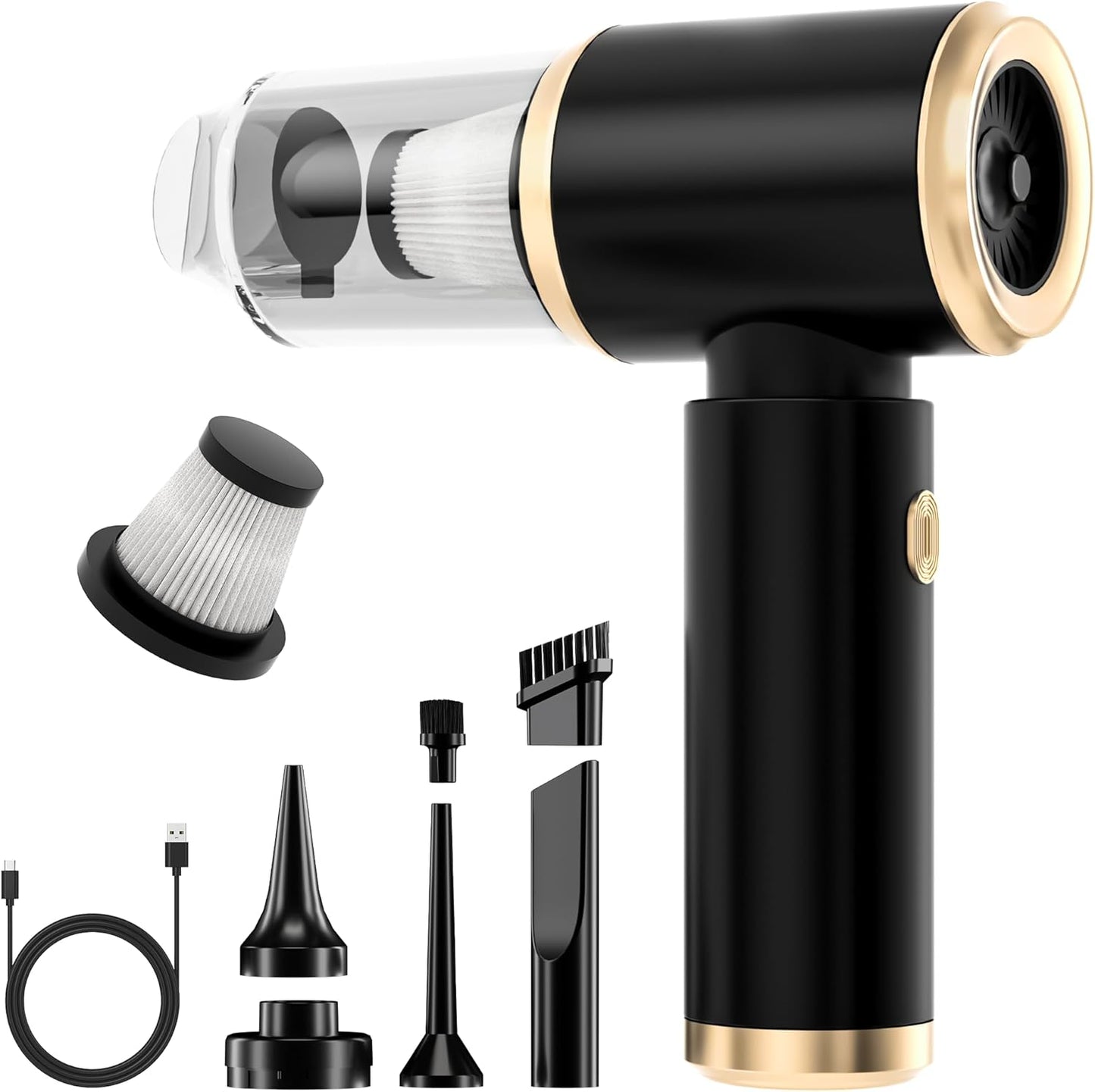 Handheld Car Vacuum Portable Cordless, 12000PA High Power 4 in 1 Vacuum Cleaner & Air Duster & Air Blower with 4000mAh Brushless Motor and Multi-Nozzles for Car, Home, Office, Camping, Pet