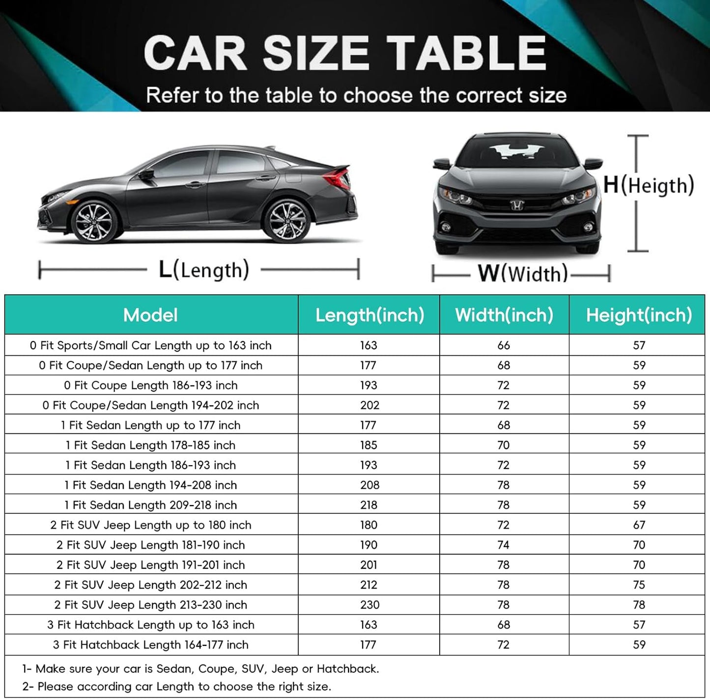 16 Layers Car Cover Waterproof All Weather, Heavy Duty Outdoor Car Cover Universal Fit Sedan Toyota Camry, Tesla Model 3, Honda Accord, Nissan Altima, Kia K5/Stinger, Hyundai Sonata etc.