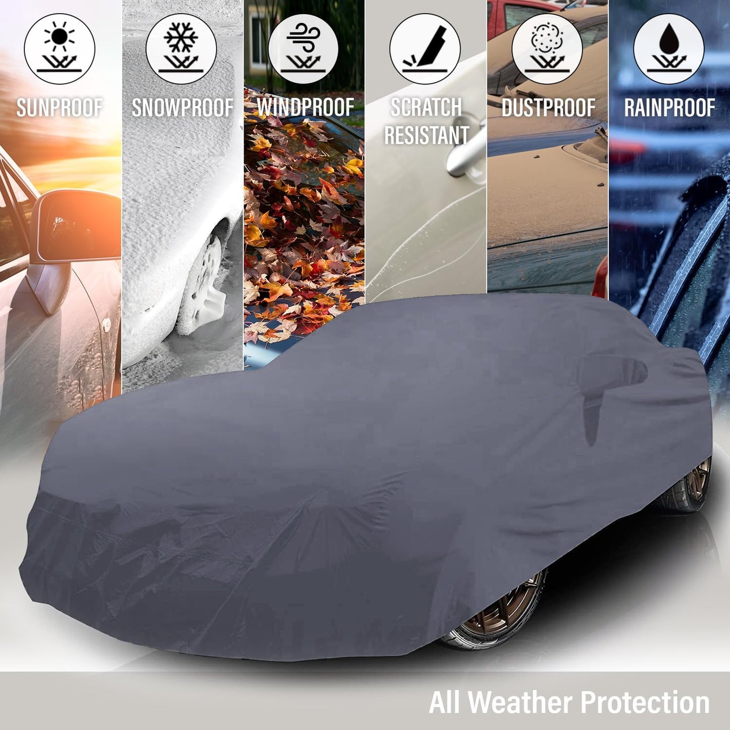 Supreme Full Car Cover – for Pontiac Safari 1965 Station Wagon 4-Door Semi Custom Fit Waterproof Full Coverage All Weather Windproof Dust Proof Indoor Outdoor Automobile