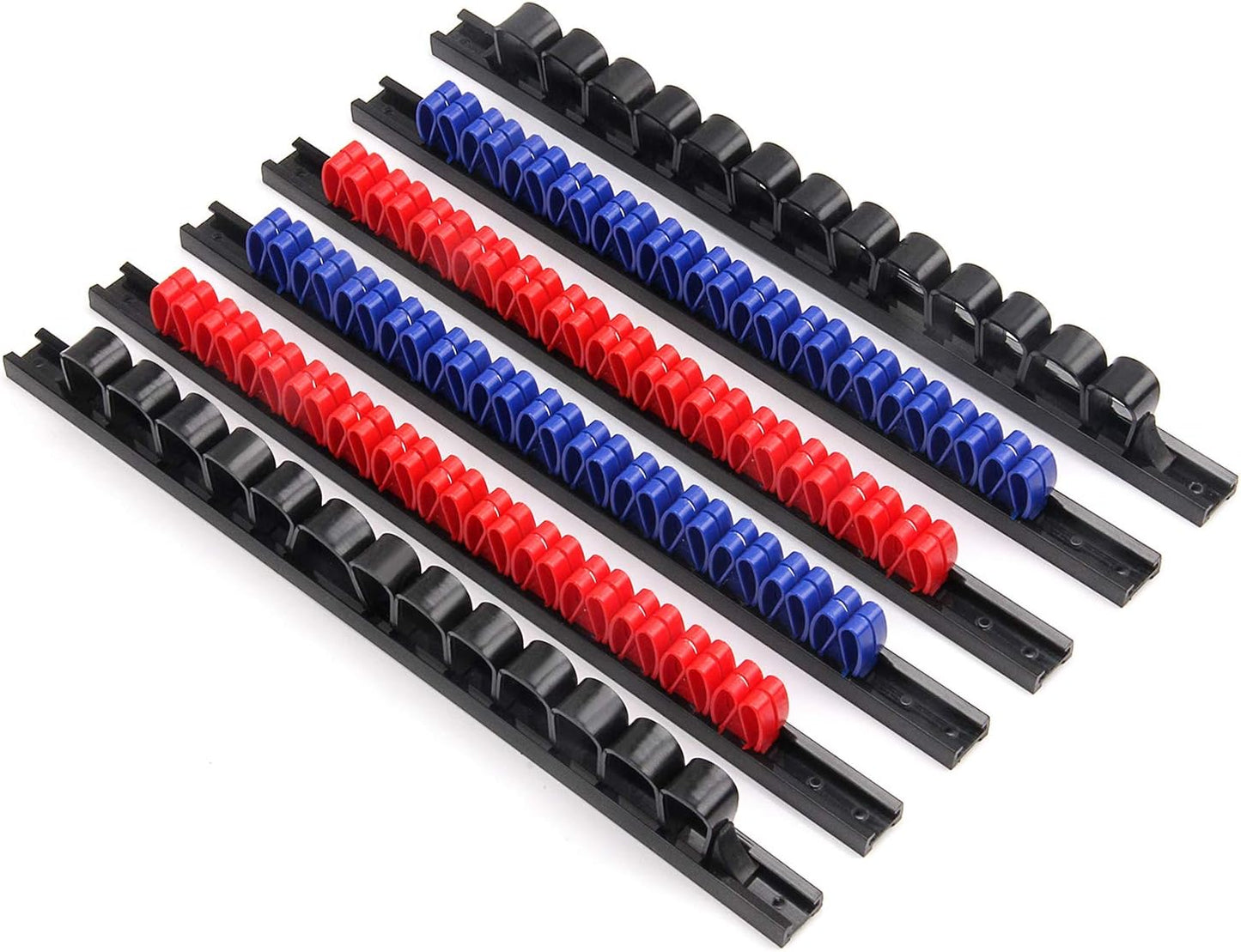 CASOMAN 6 Piece Screwdriver Organizer and Wrench Organizer, Hand Tool Holder, Plastic Rail Wrench Hanger with Clips