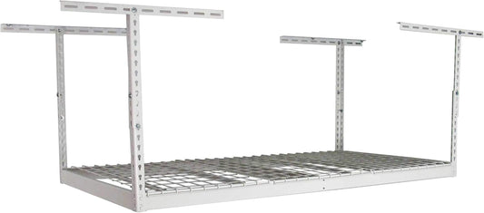MonsterRax Overhead Storage Rack - Heavy Duty Shelving, 400 lb Capacity, Adjustable Rack, Ceiling Mount Shelves 3x6' White (18-33'')