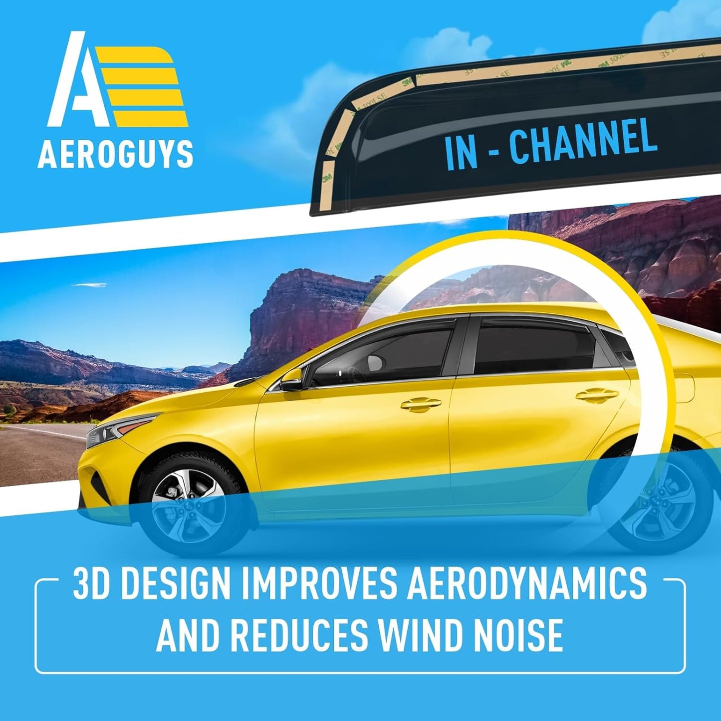 Extra Durable Window Deflectors in-Channel Window Visors Rain Guards Fit for Kia Forte 2019-2025, Sun Visors, Wind Vent for Shades, Exterior Car Accessories - 4pcs. AG0769