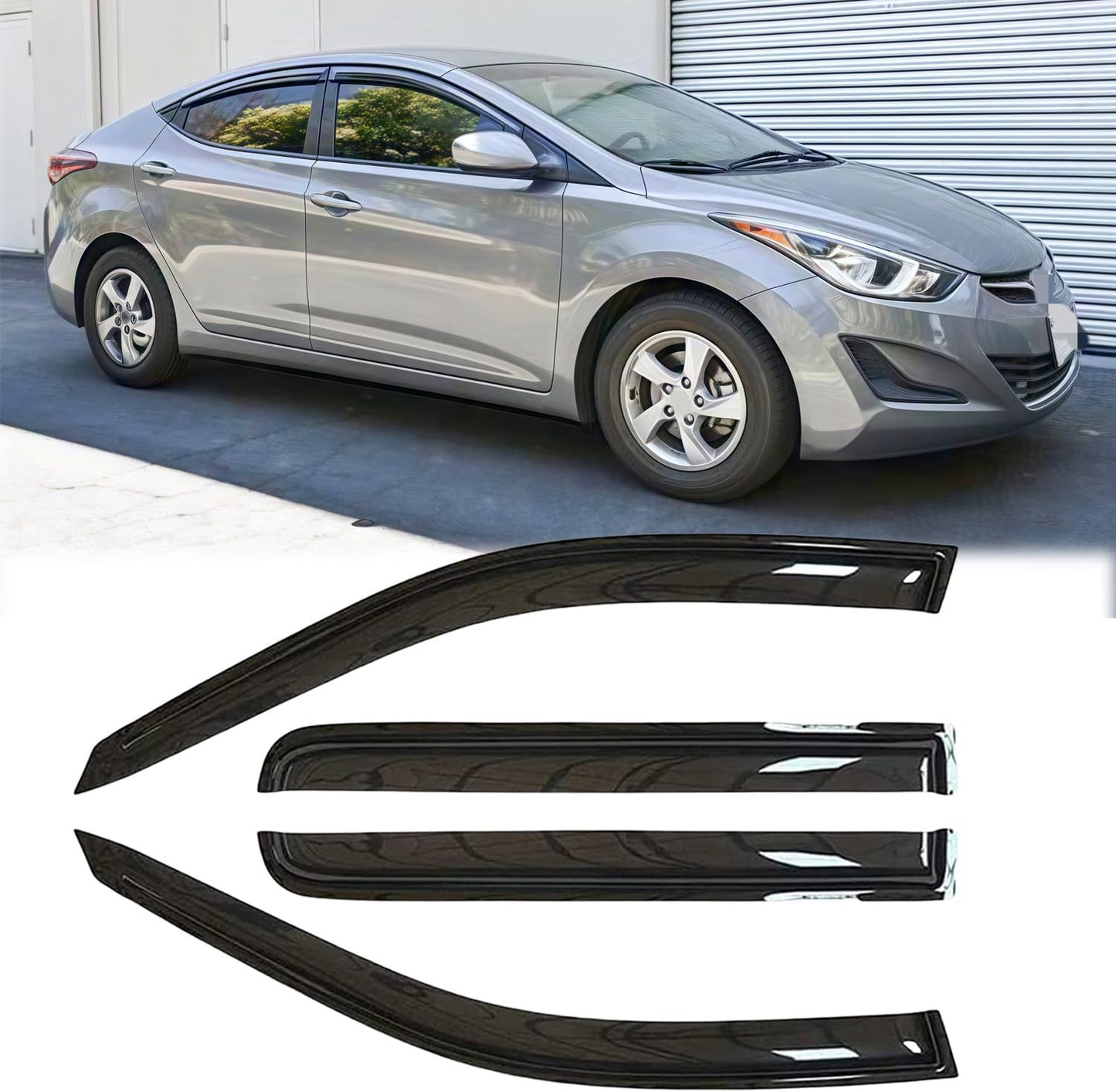 Rainproof Side Window Wind Deflectors for 2021-2024 Hyundai Elantra, Tape-on Sun Rain Guard Sets,Nice Looking Window Visors for Cars,Vent Deflector for 21-24 Hyundai Elantra 94169