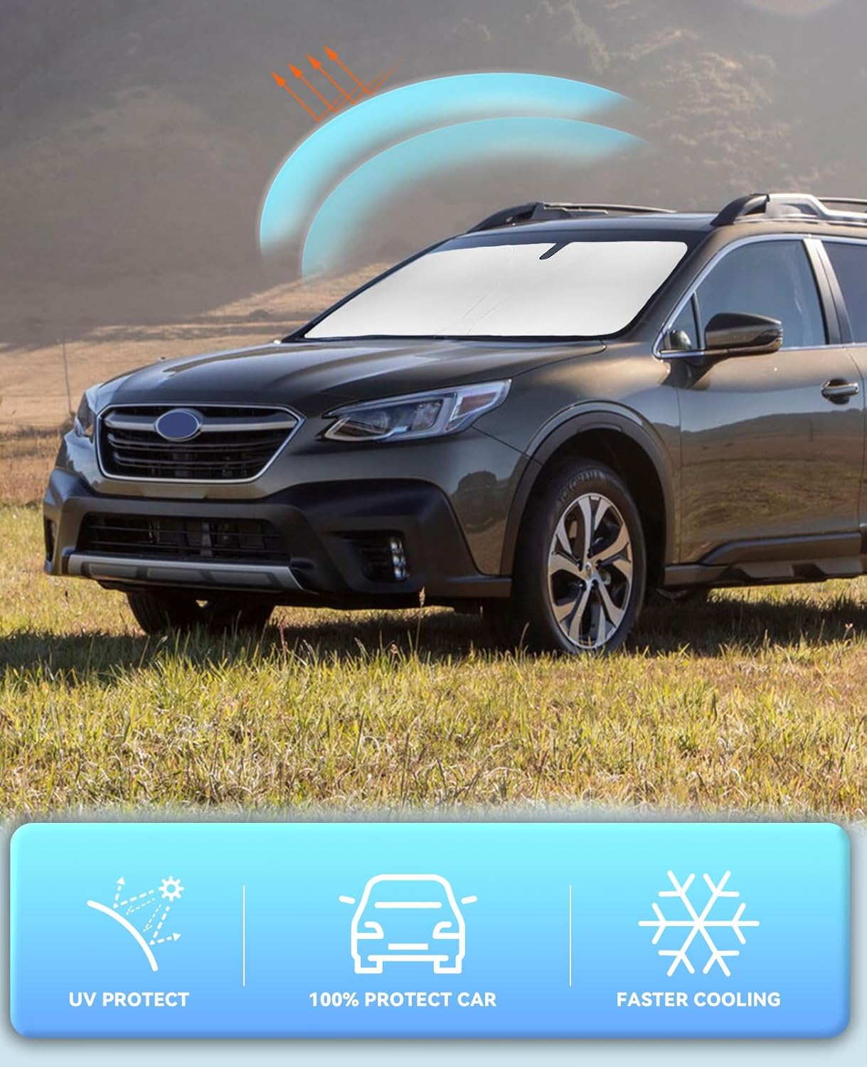 Sun Shade for Subaru Outback 2015-2024 2025 Windshield Sunshade for Outback SUV Accessories Windshield Cover Foldable Front Window Sun Visor Protector Blocks UVR & Heat Damage Keep Car Cooler