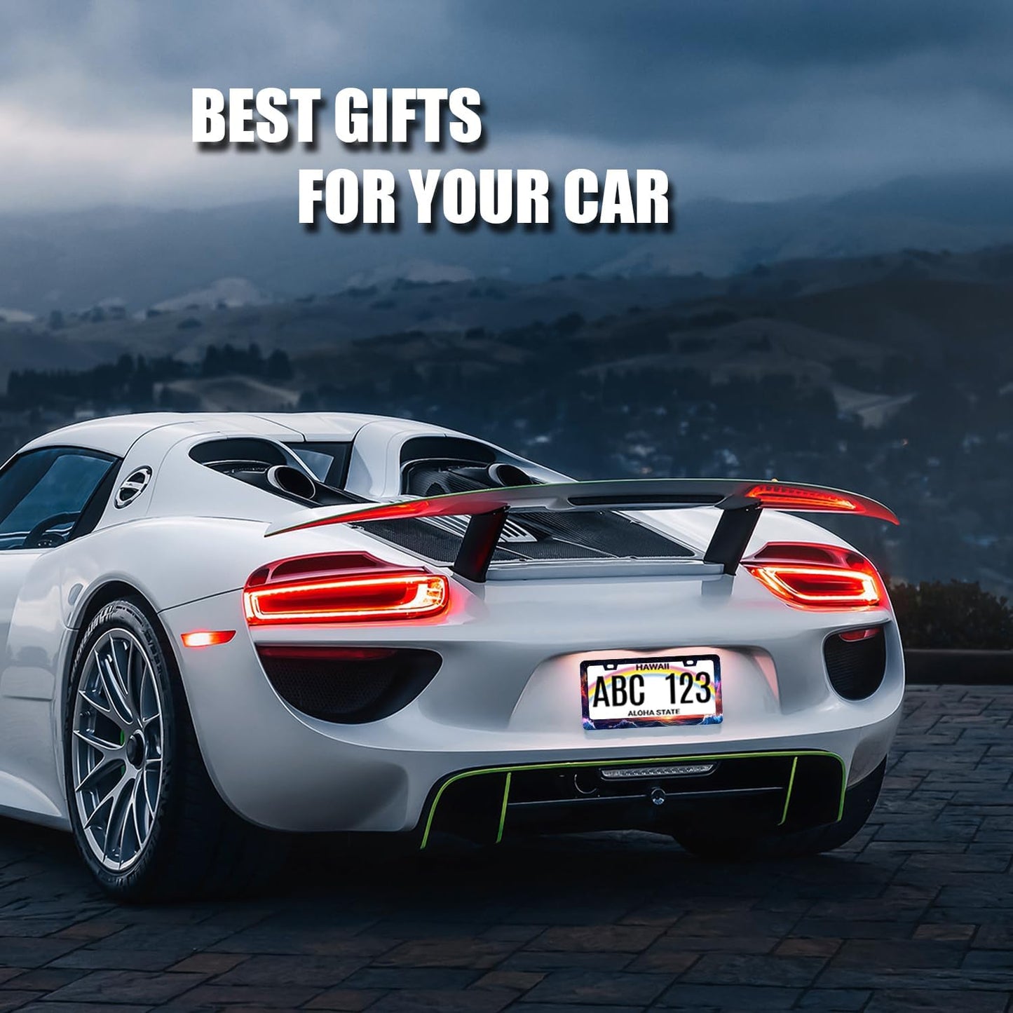 Waves Starry Sky Galaxy License Plate Frame Galaxy License Plate Holder Stainless Steel Funny Colorful Car Accessories Decoration 6.3" X 12.3" with 2 Holes Screws