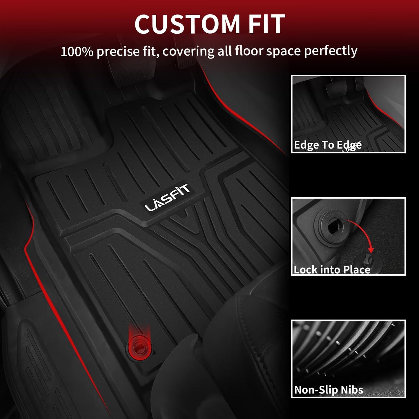 LASFIT Floor Mats & Trunk Mat for Honda Odyssey 2026 2025 2024 2023 2022 2021 2020 2019 2018 Mini Passenger Van, All Weather TPE Car Floor Liners-1st & 2nd & 3rd Row & Cargo Mat Full Set