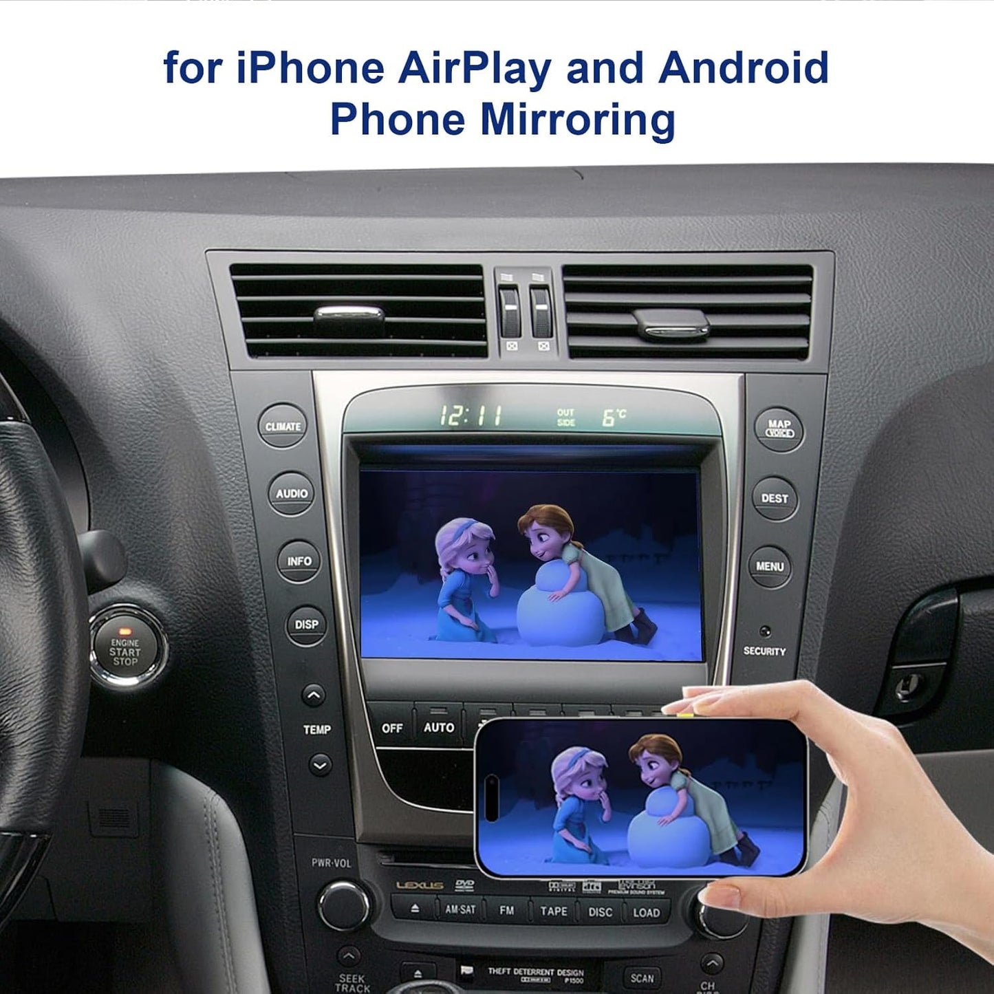 Wireless/Wired Phone Mirroring Android Auto Interface Upgrade Kit for Lexus 2005-2008 is, Support Wireless CarPlay, AirPlay, Cameras, Retaining Car OEM Monitor, Control System