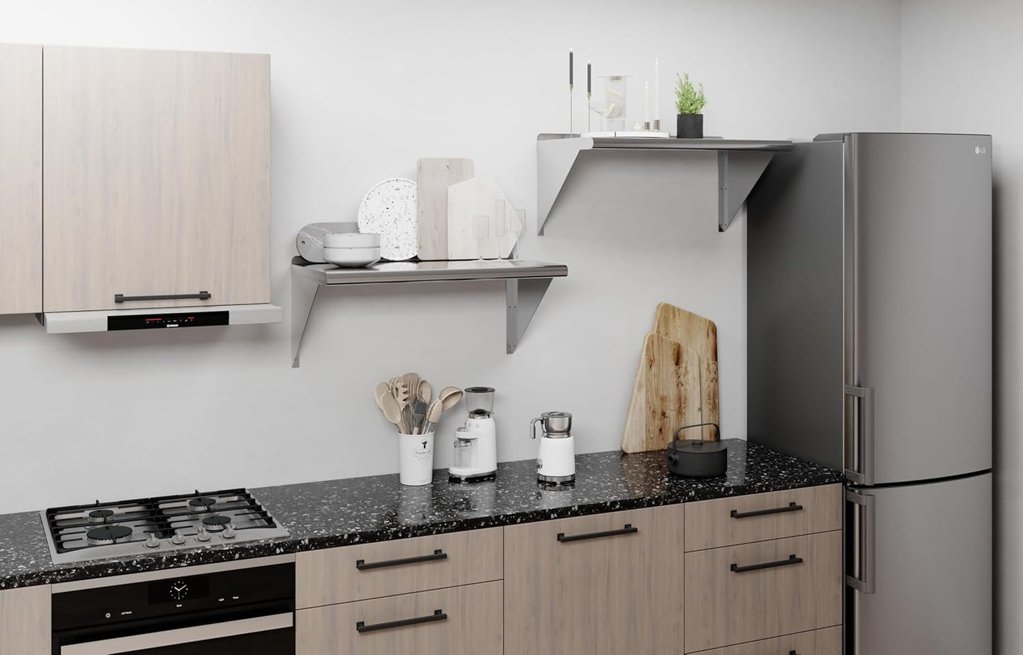 AmGood 30" Long X 16" Deep Stainless Steel Wall Shelf | NSF Certified | Appliance & Equipment Metal Shelving | Kitchen, Restaurant, Garage, Laundry, Utility Room