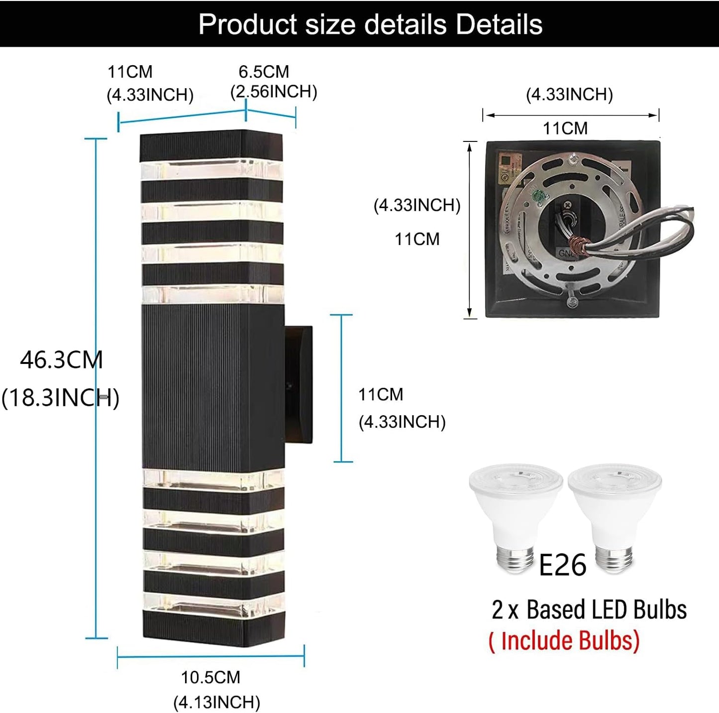 18inch LED Square Up & Down Wall Lights,24W Outdoor Wall Light 4000K Day White Aluminum Body Waterproof IP65 LED Exterior Light Fixtures Wall Mount for House Patio Garage Garden. (16 Pack)