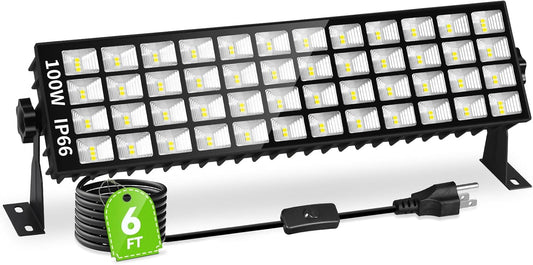 100W LED Shop Light, 11000LM Plug in Garage Light with 6FT Power Cord, IP66 Waterproof Work Bench Shop Lights for Garage, Workshop, Warehouse, Outdoor, Yard, Garden