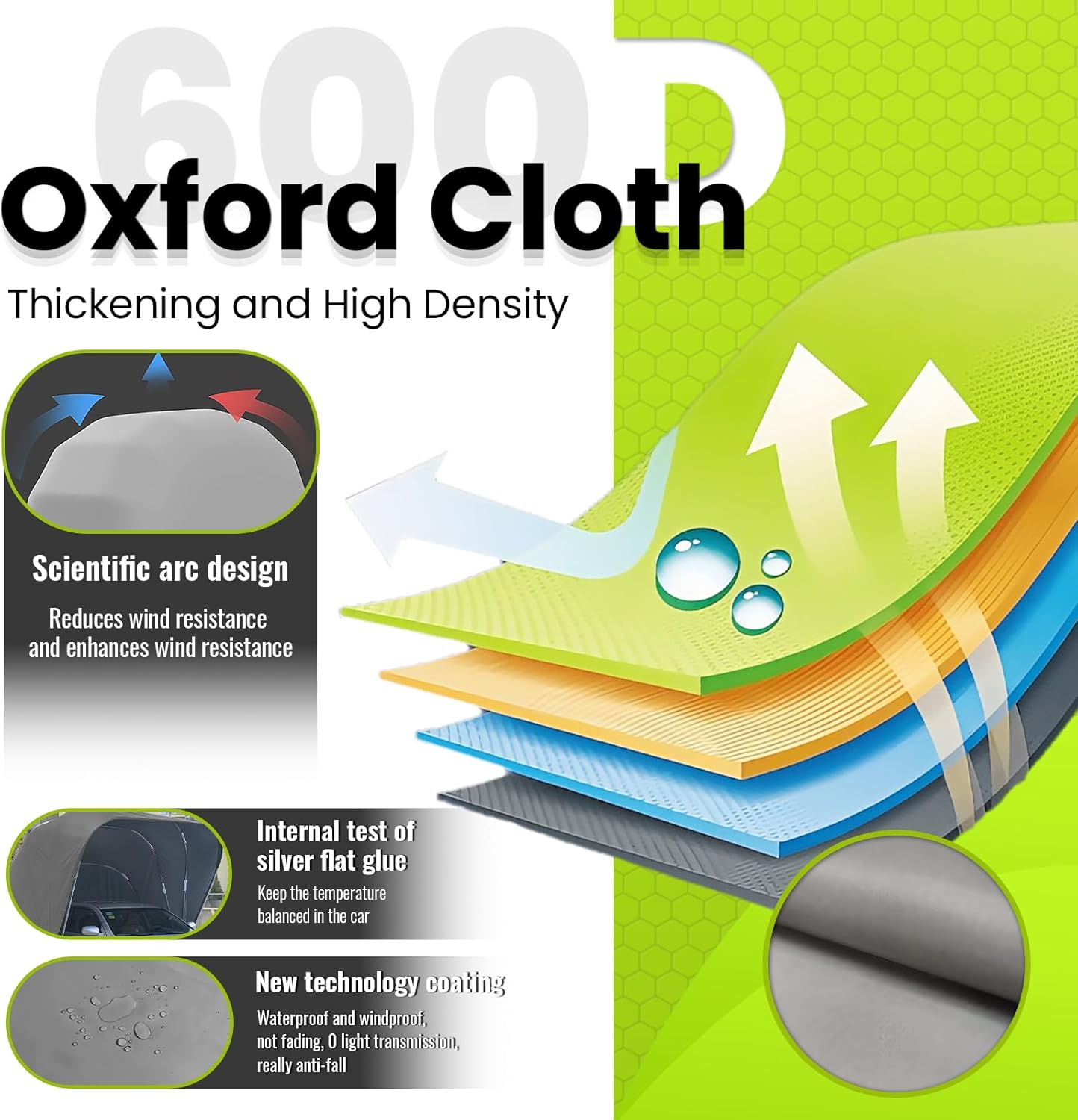 18×8.2×7.5FT Heavy Duty Carport, Portable Stainless Steel Garage, Retractable Folding Automatic Car Tent, All Weather Proof Carport, for Car, Boat, Car Canopy with All-Season Tarp