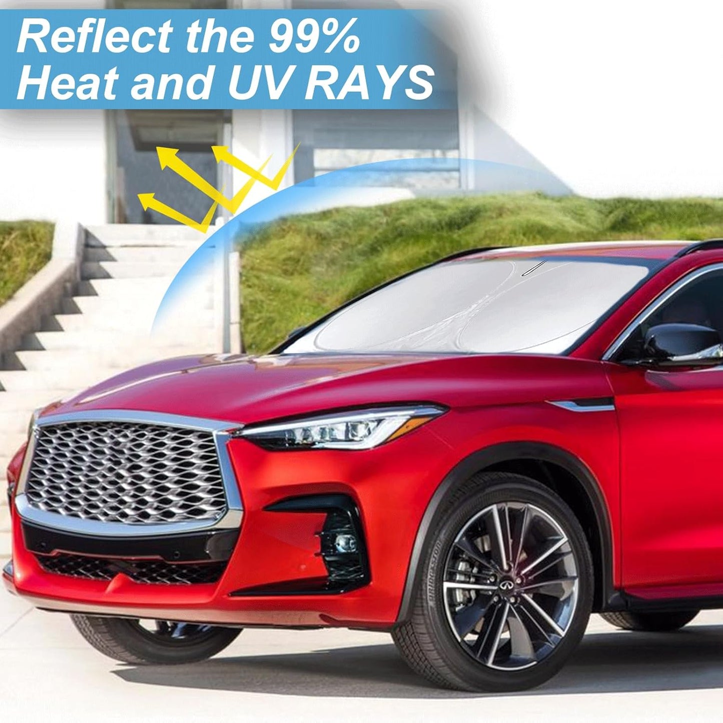 Custom Fit Infiniti QX60 Windshield Sunshade for Infiniti QX50 QX55 QX60 QX80 2026 2025-2018 Front Window Shades Cover for Windshield Sun Visor Protector 210T Reflector Blocks UV Ray Car Accessories