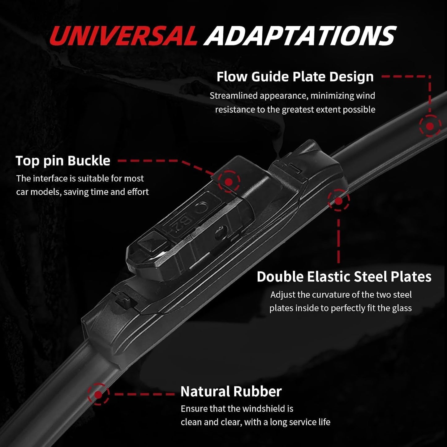 OTUAYAUTO Windshield Wiper Blades - Replacement for Volkswagen VW Tiguan 2018-2025, Front and Rear Wipers Set, Top Lock - 25"+22"+15" (Pack of 3)