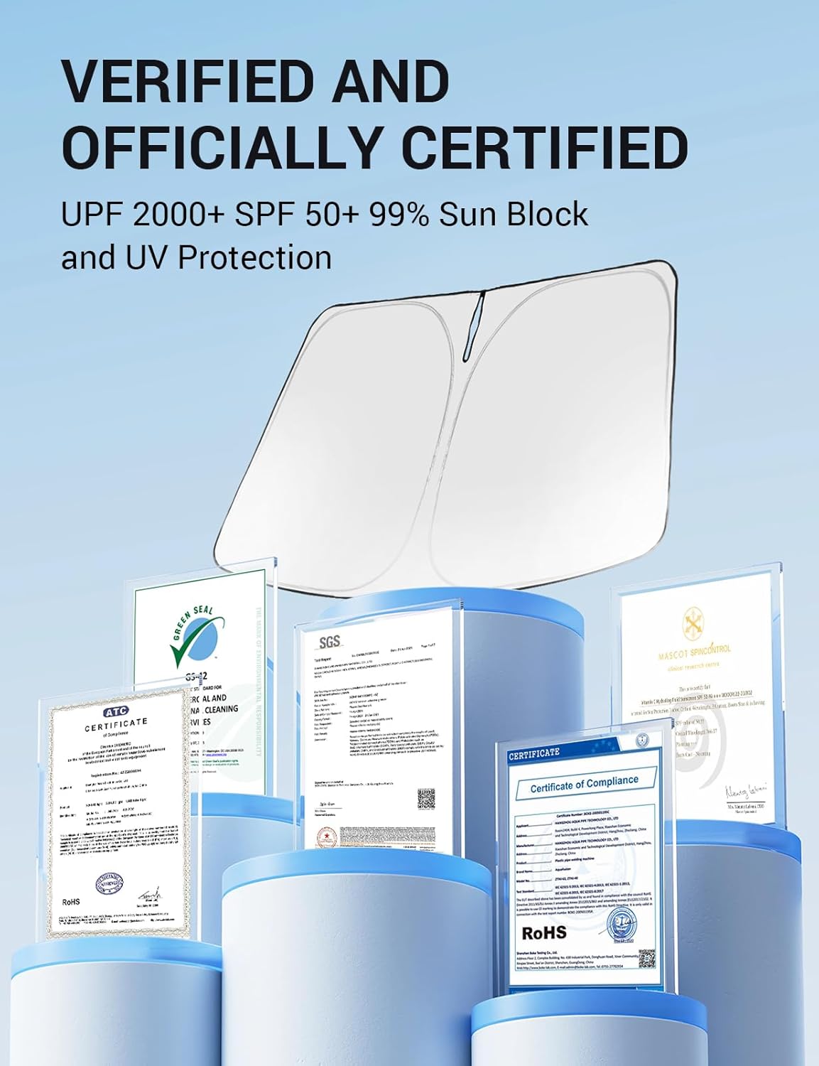 Proadsy for Hyundai Palisade 2020-2025 Windshield Sun Shade 4-Layer Foldable Front Sunshade Protector Sun Visor Blocks UV Rays Keep Car Cooler