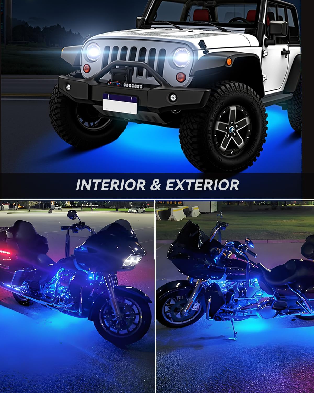 Keiurot 12V Led Light Strip 32CM Waterproof Light Strips for Cars Motorcycles Golf Cart Interior & Exterior Marine Boat Blue Led Strip 12V 5050 18SMD,Pack of 4