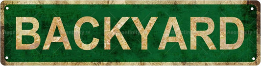 BACKYARD Non-Embossed Vintage Metal Tin Street Sign Bar Cafe Garage Cave Home Room Wall Bathroom Farmhouse Garden Porch Patio Decor, 16 x 4 Inch