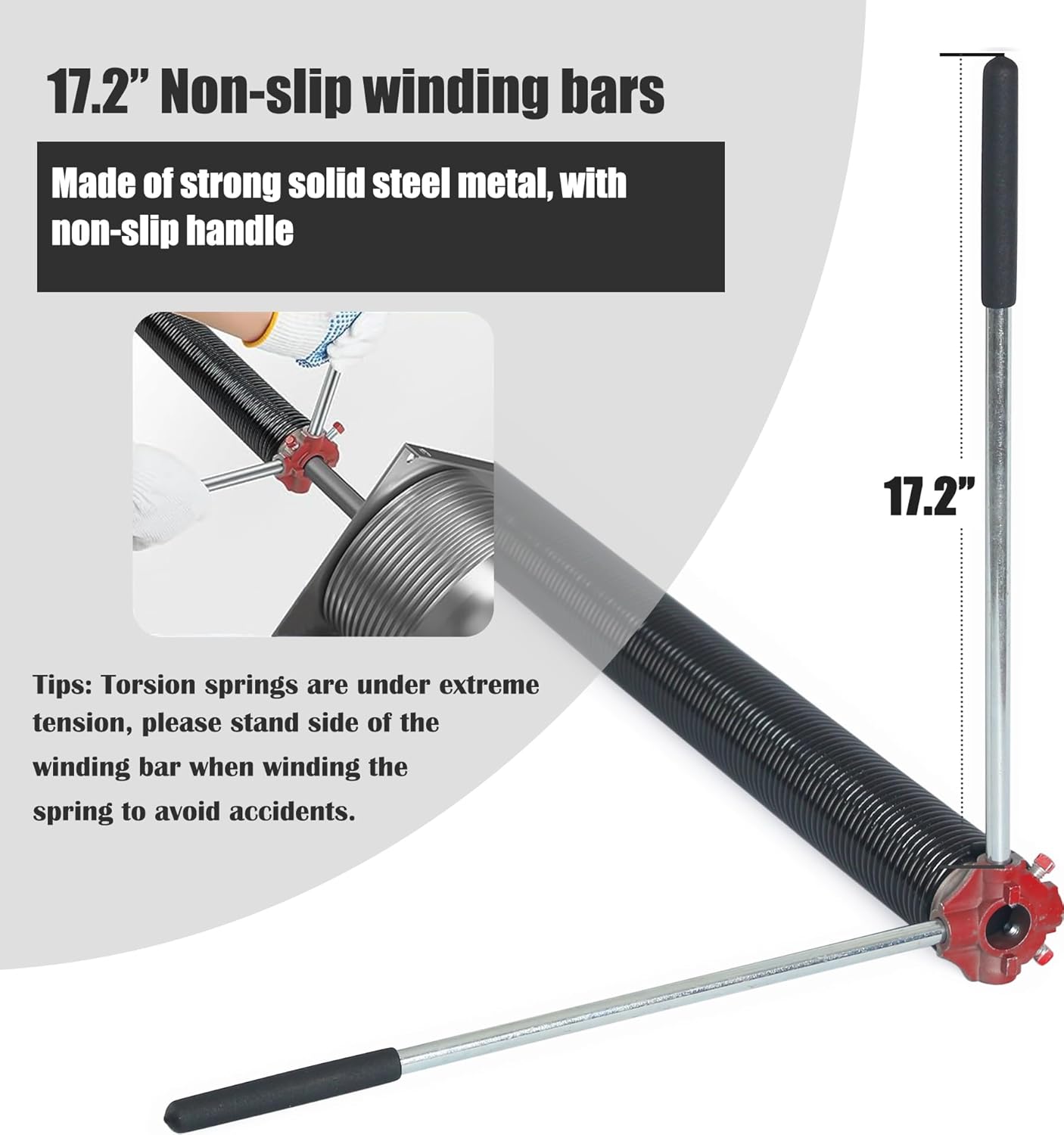Garage Door Torsion Spring Set, Pair of 2" Electrophoresis Coated Garage Door Spring Replacement with 2 Non-Slip Winding Bars and Bearing, Minimum 16000 Cycles (.250x2x33")