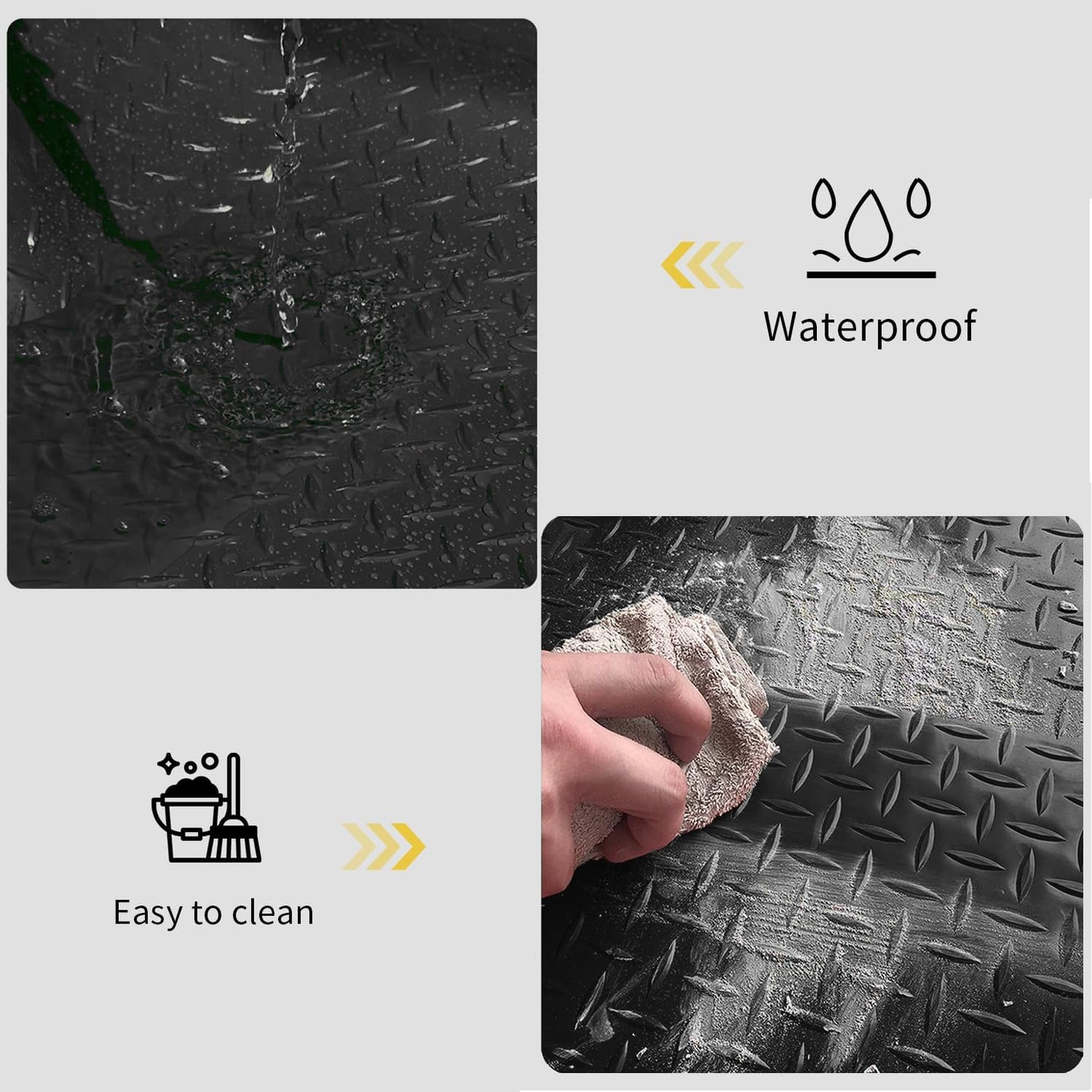 Premium Garage Floor Mat, Commercial Grade Heavy Duty Parking Mat for Garage Floor, Golf Cart Parking, Water/Stain Resistant Floor Runner (Black Diamond, 2 Rolls x 4 x 6.5 Feet)