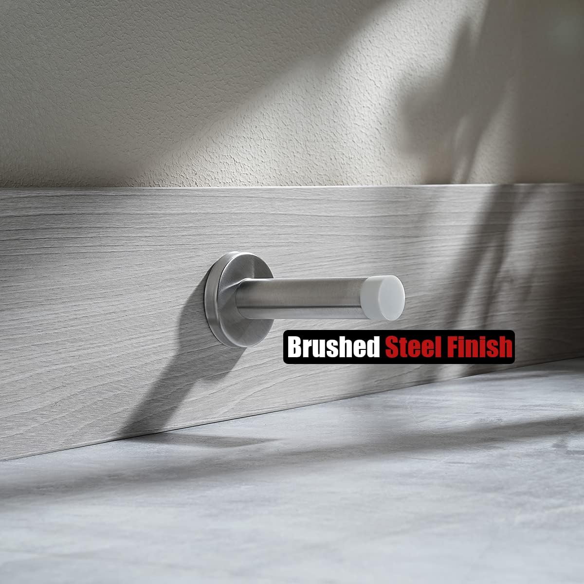 JQK Door Stopper, 304 Stainless Steel Thicken 1mm Sound Dampening Door Stop Bumper Wall Protetor 1 Pack, Brushed, DSB5-WN