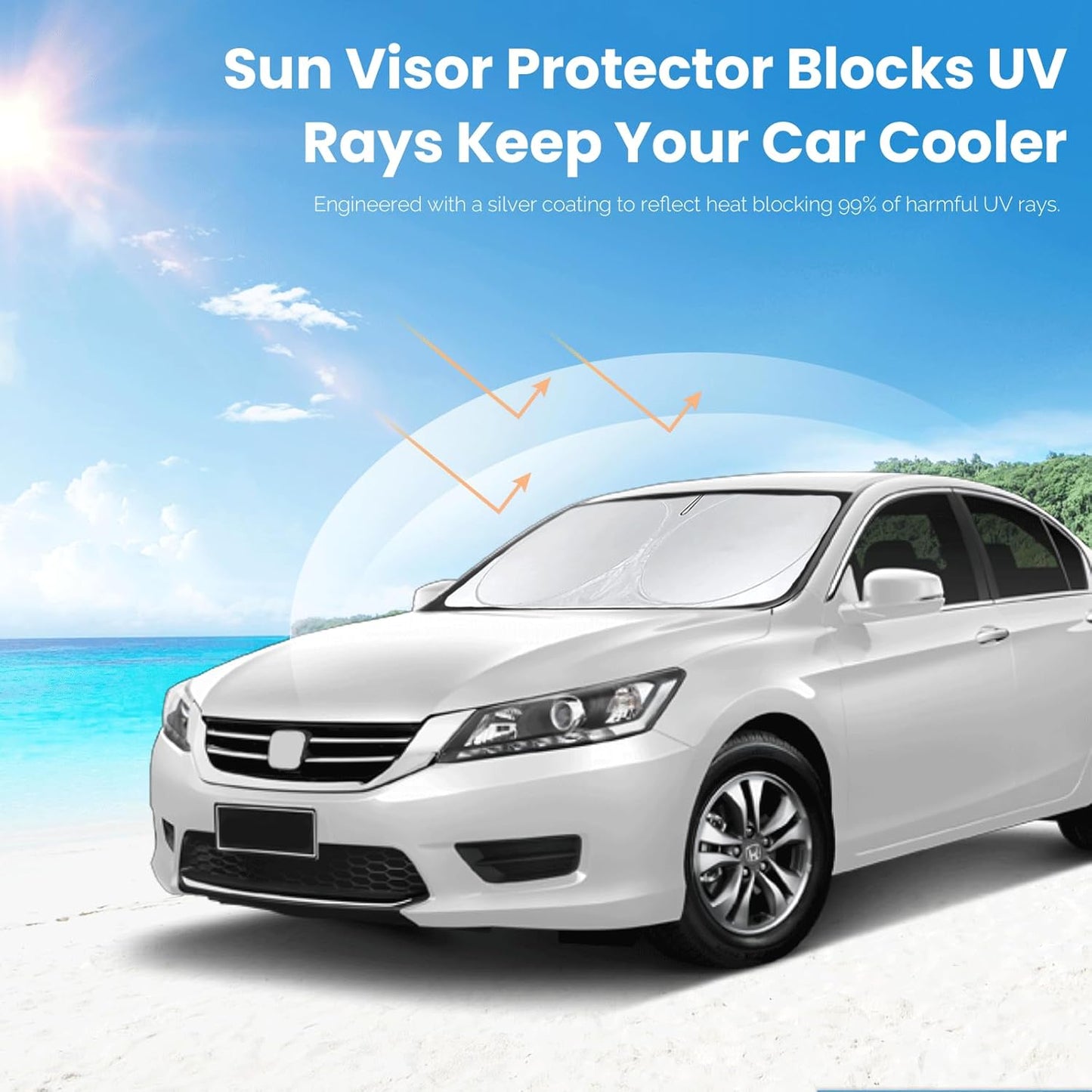 Custom Fit Accord Windshield Sunshade for Honda Accord 2012 2011-2008 Sedan, LX, EX, EX-L, Touring Accessories Front Window Cover for Windshield Sun Visor Protector Blocks UV Rays Cool Car Accessories