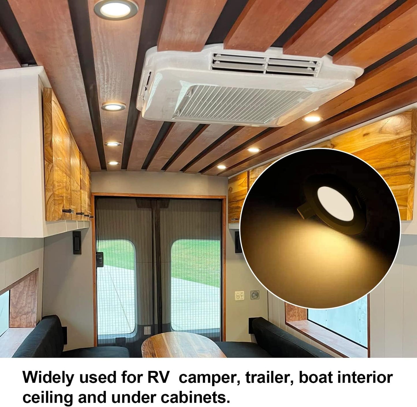 12 Volt LED Puck Light RV Boat Recessed Ceiling Light Super Slim LED Panel Light with Hole Puncher DC 12V 3W Full Aluminum Downlights 6 Pack,2700-3200k