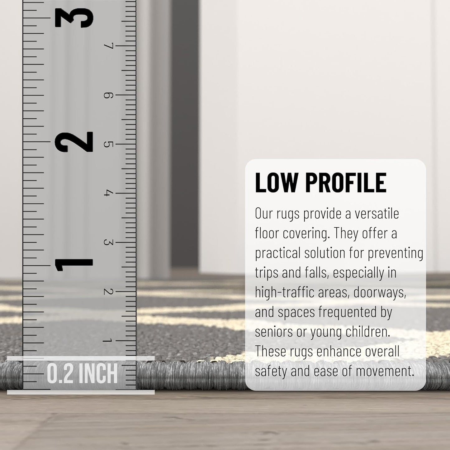 Ottomanson Rugs for Entryway 2'3" x 3' Non Slip Trellis Small Area Rugs Durable Front Door Mat Rug Stain Resistant Entrance Rugs for Bathroom Kitchen Bedroom & Living Room, Gray