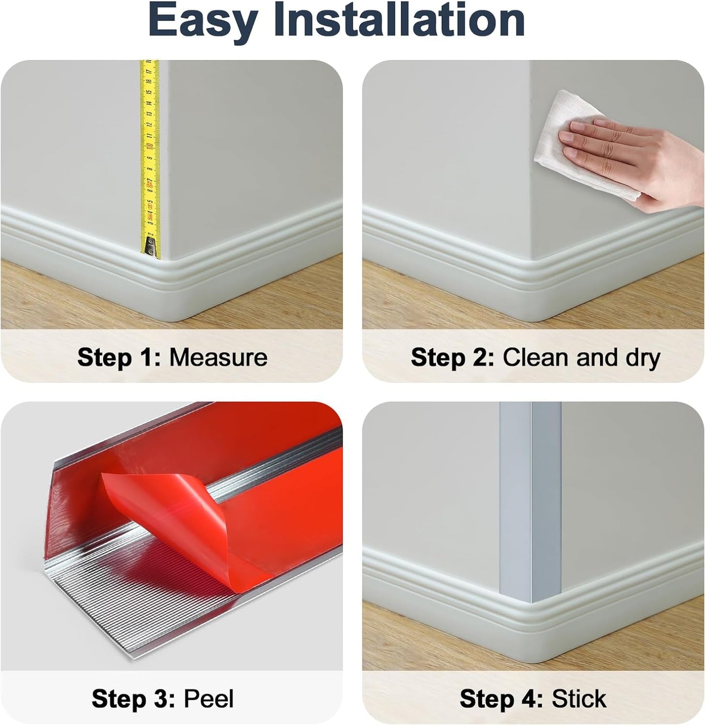 4PCS 45" Aluminum Metal Corner Protectors, Self Adhesive Corner Guards, Metal Wall Edge Protector Strip, Furniture Corner Protectors, Wall Cabinet Baseboard Decoration 45" x 1" (Grey)