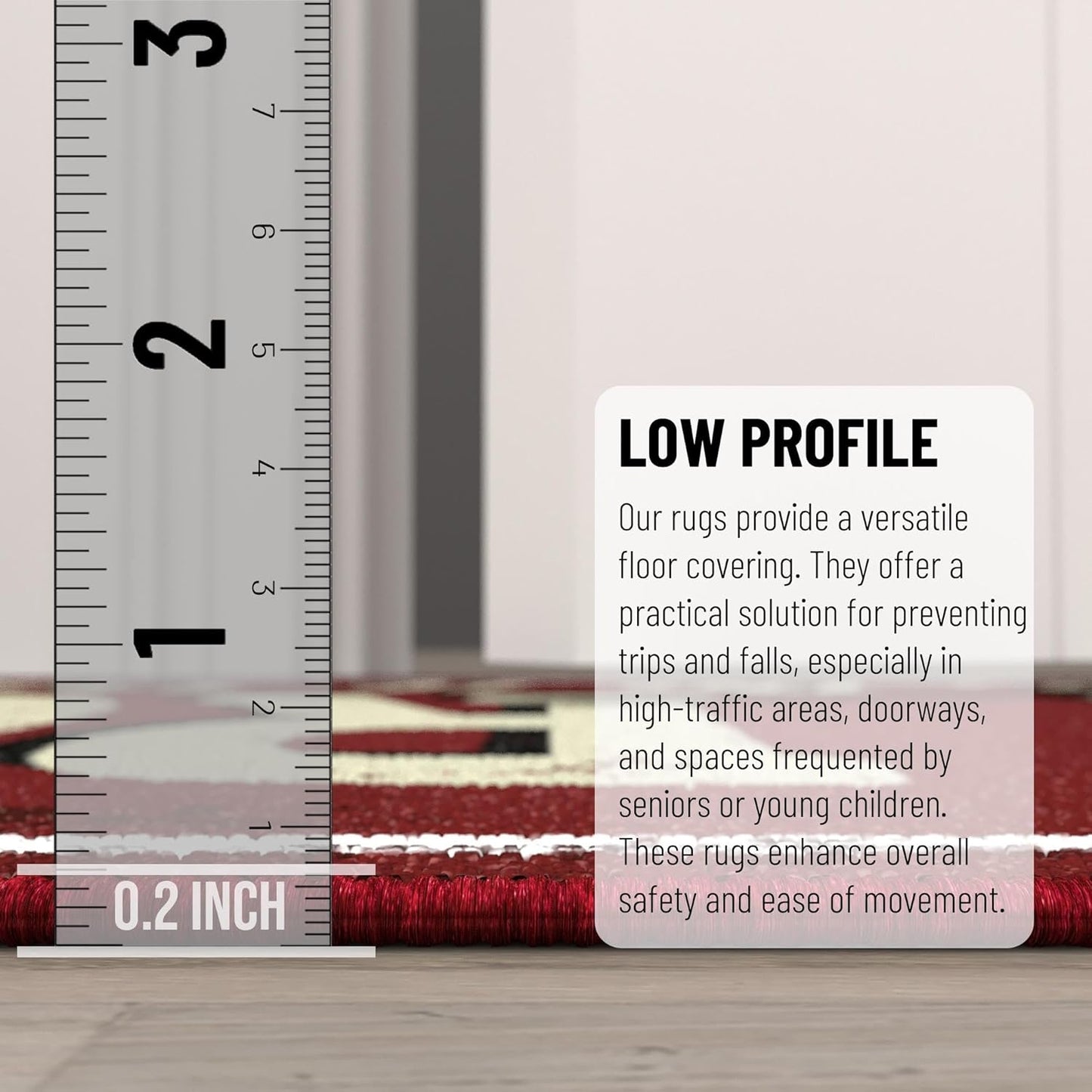 Ottomanson 20" x 59" Laundry Room Rug - Non-Slip Mat for Laundry & Mudroom - Durable, Stain-Resistant, and Easy to Clean - Perfect for High-Traffic Areas - Runner Rug for Entryway Bathroom, Red